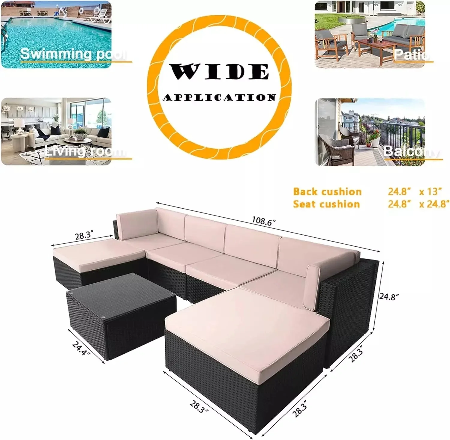Vitesse 5 Pieces L Shaped Modular Patio Furniture Sets with Ottoman - Image 40