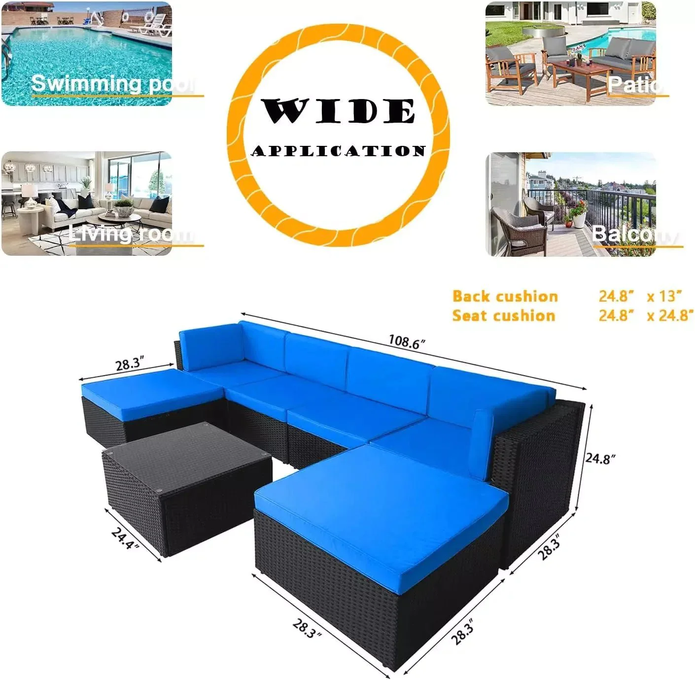 Vitesse 5 Pieces L Shaped Modular Patio Furniture Sets with Ottoman - Image 50