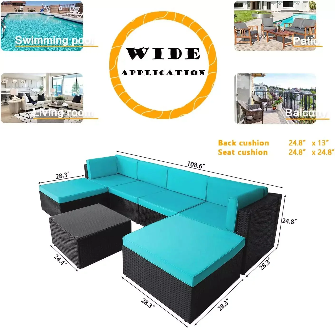 Vitesse 5 Pieces L Shaped Modular Patio Furniture Sets with Ottoman - Image 68