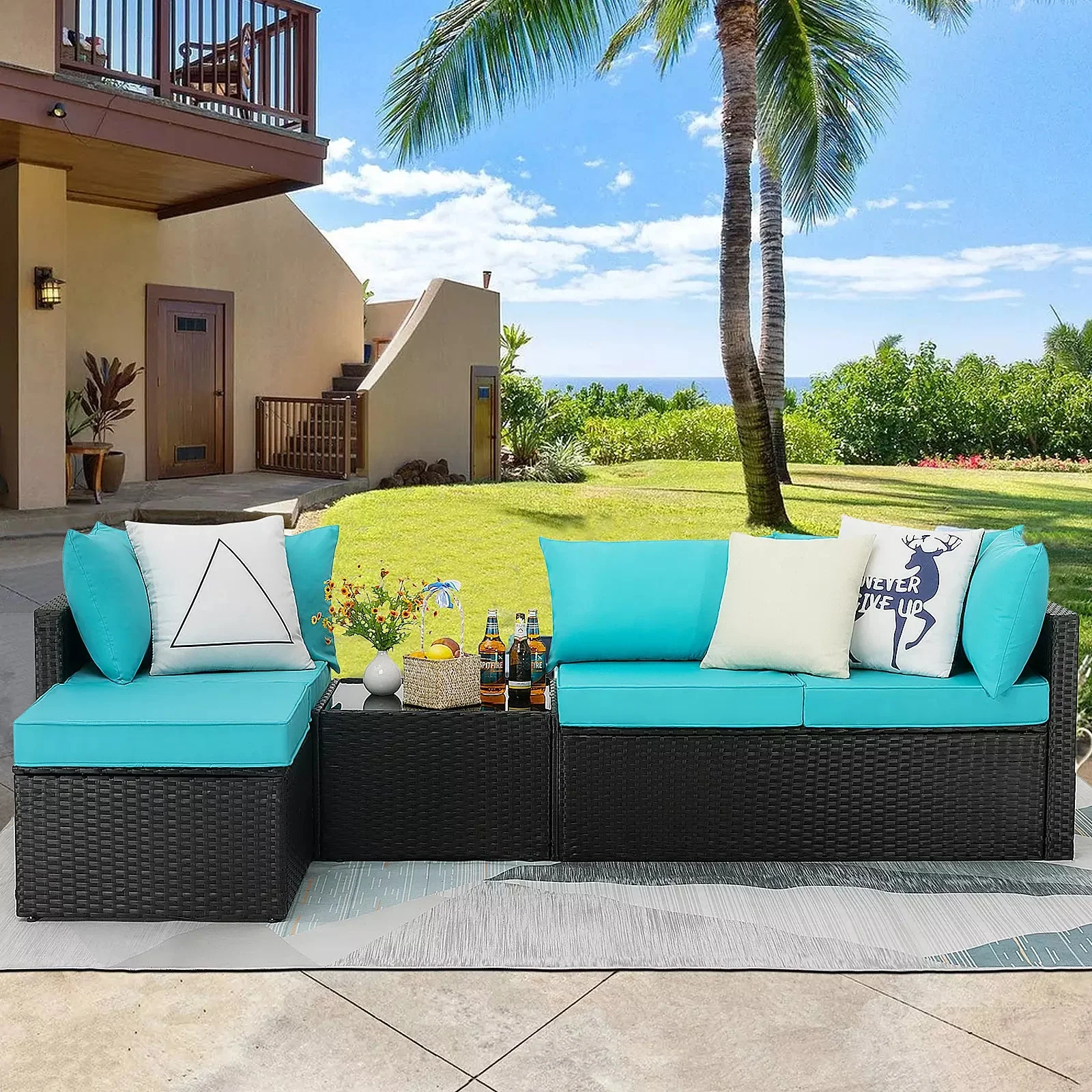 Vitesse 5 Pieces Patio Furniture Sets, Outdoor Sectional Sofa - Image 2