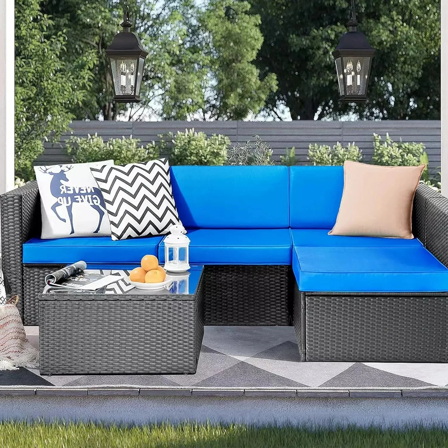 Vitesse 5 Pieces Patio Furniture Sets, Outdoor Sectional Sofa with Table - Image 13
