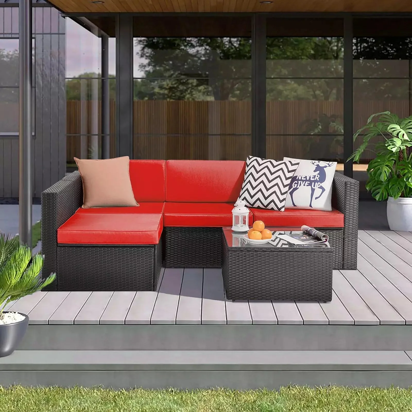Vitesse 5 Pieces Patio Furniture Sets, Outdoor Sectional Sofa with Table - Image 17
