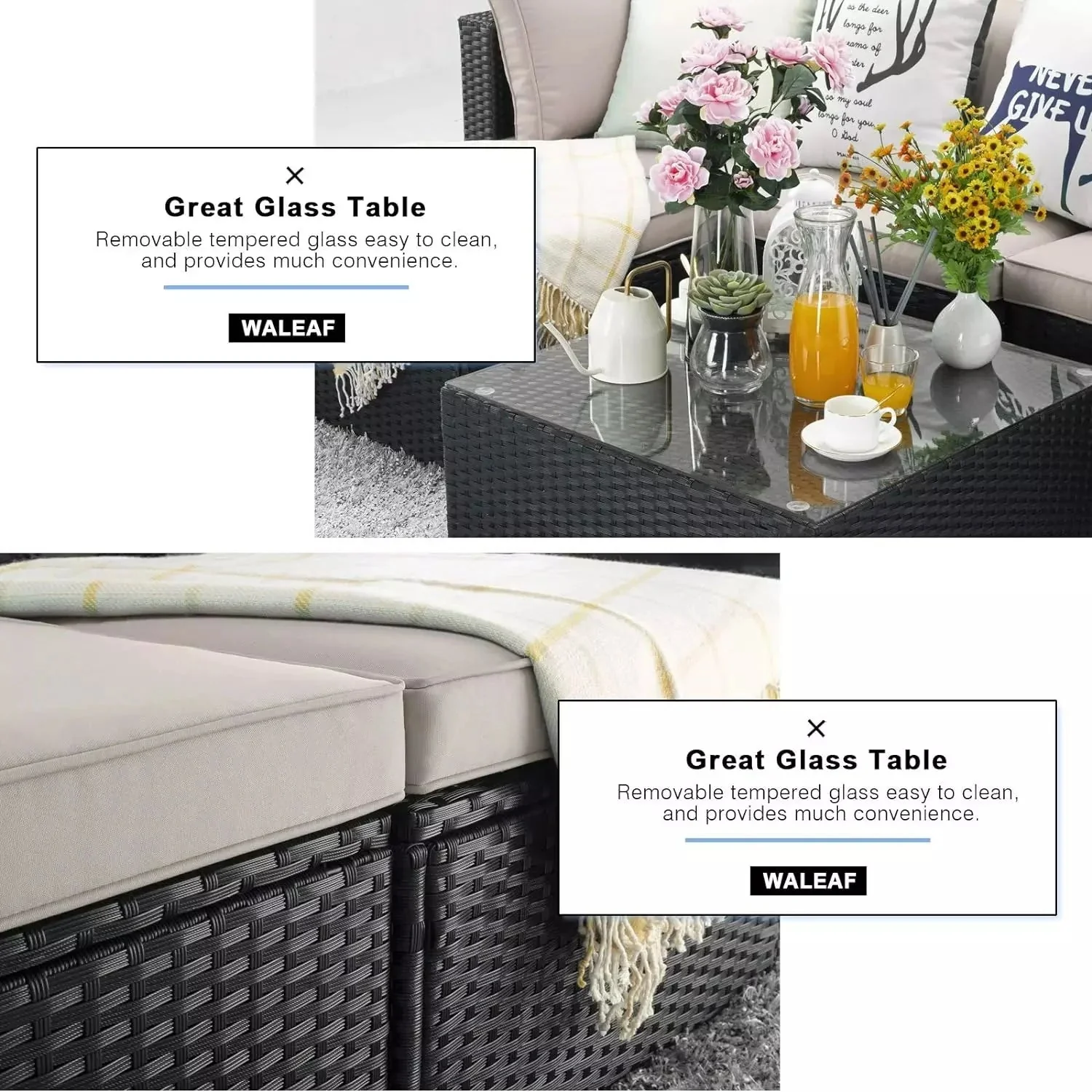 Vitesse 5 Pieces Patio Furniture Sets, Outdoor Sectional Sofa with Table - Image 3