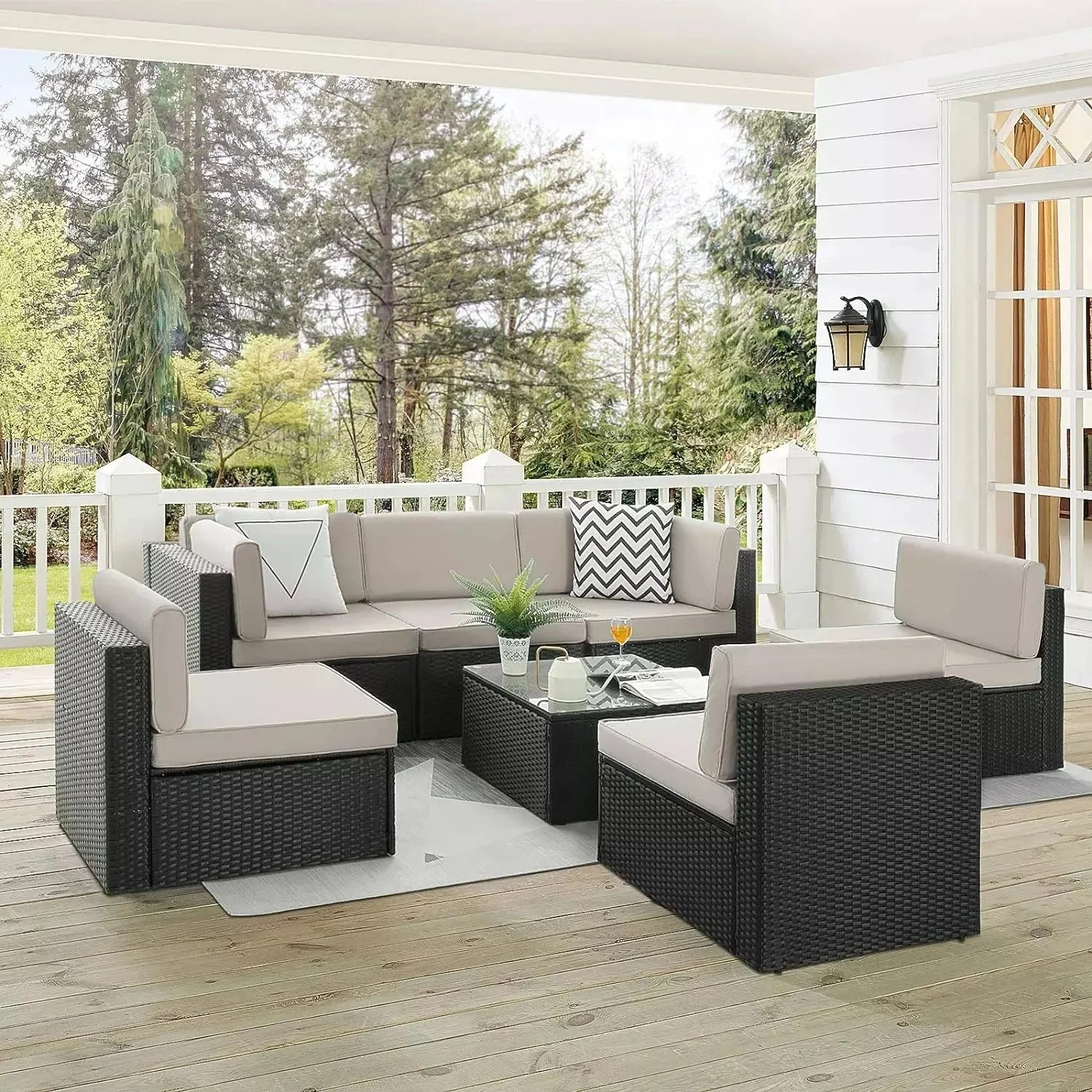 Vitesse 5 Pieces Patio Furniture Sets, Outdoor Sectional Sofa with Table - Image 36