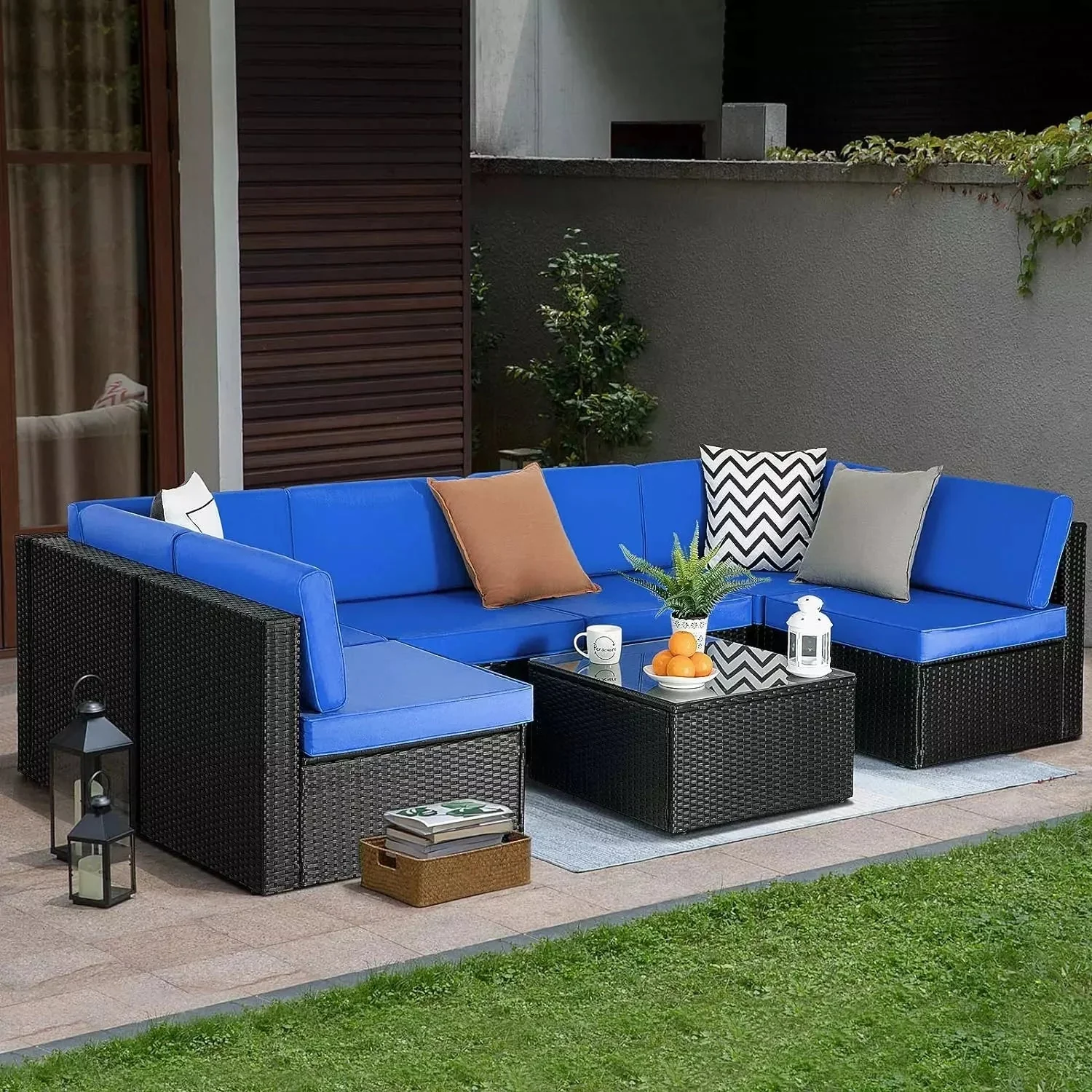 Vitesse 5 Pieces Patio Furniture Sets, Outdoor Sectional Sofa with Table - Image 39