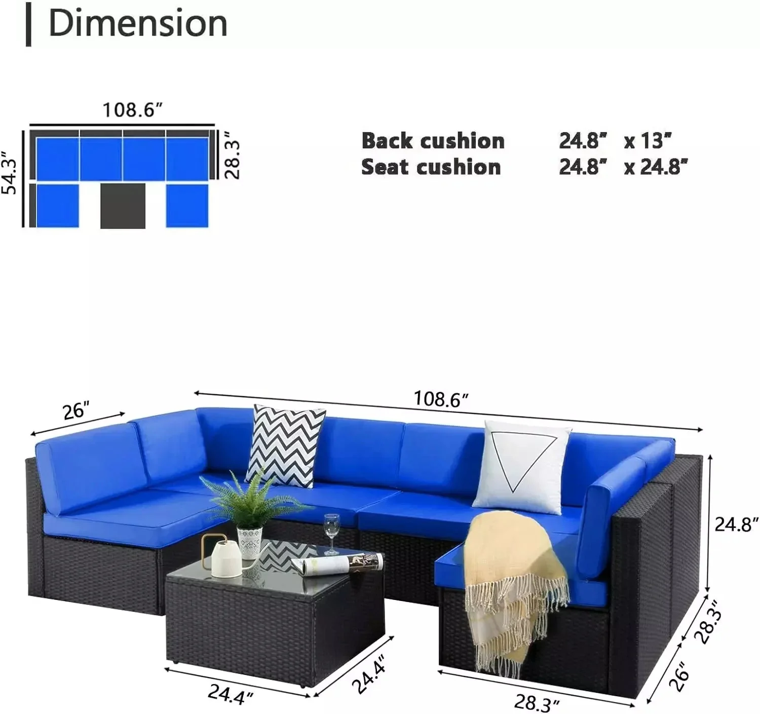 Vitesse 5 Pieces Patio Furniture Sets, Outdoor Sectional Sofa with Table - Image 46