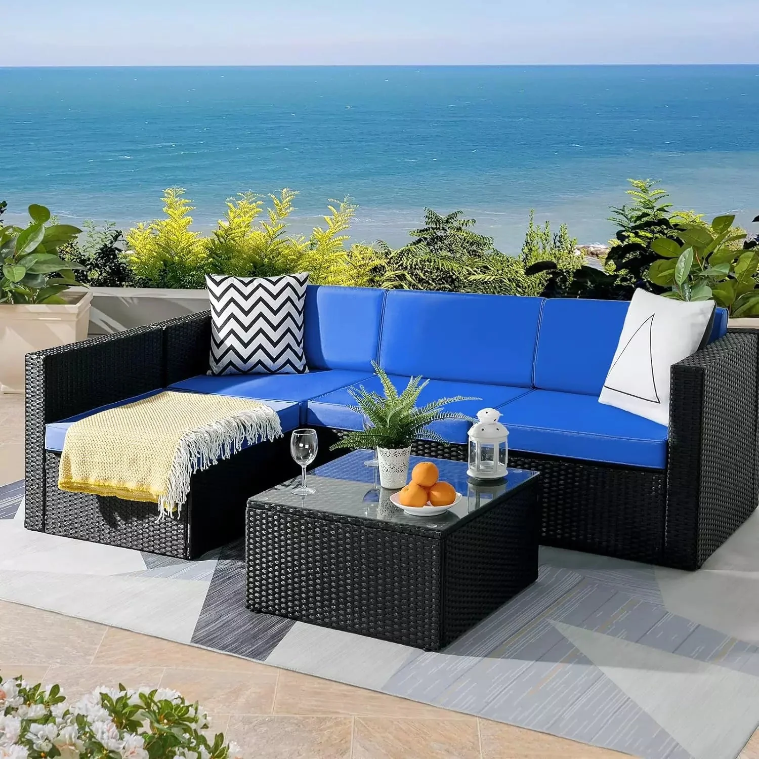 Vitesse 5 Pieces Patio Furniture Sets, Outdoor Sectional Sofa with Table PF02 - Image 10
