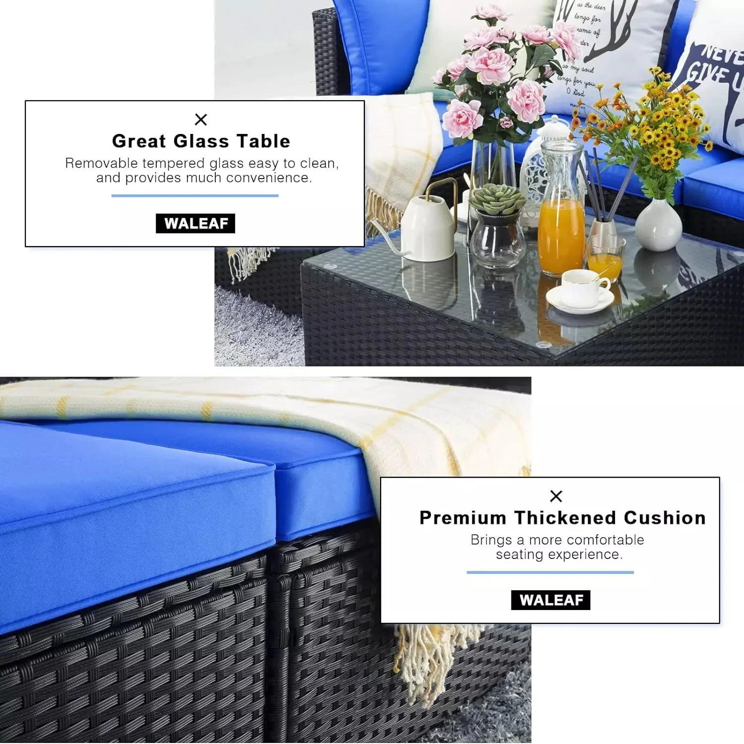 Vitesse 5 Pieces Patio Furniture Sets, Outdoor Sectional Sofa with Table PF02 - Image 11
