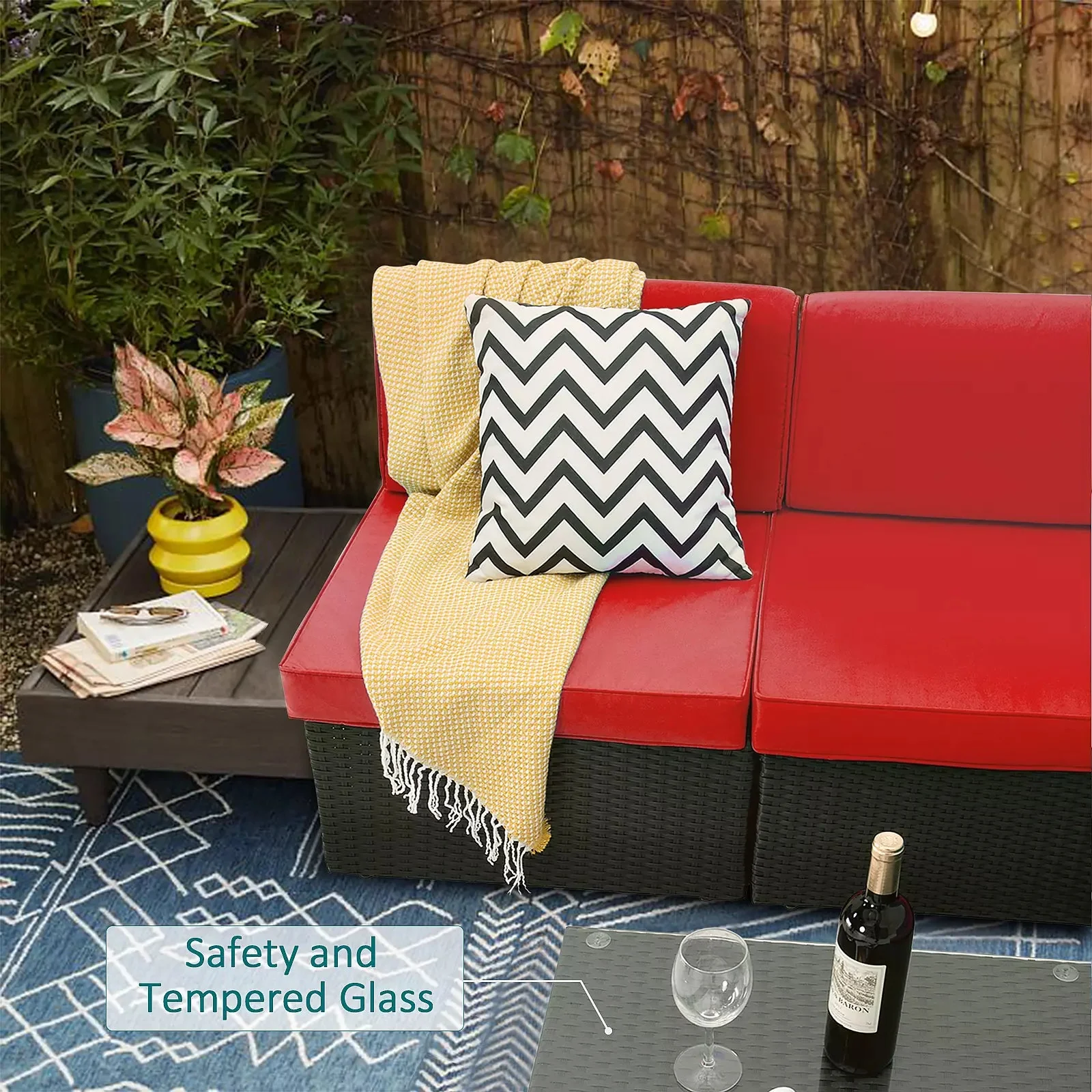 Vitesse 5 Pieces Patio Furniture Sets, Outdoor Sectional Sofa with Table PF02 - Image 19