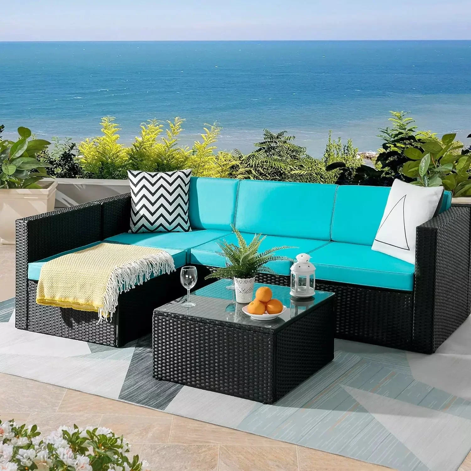 Vitesse 5 Pieces Patio Furniture Sets, Outdoor Sectional Sofa with Table PF02 - Image 25