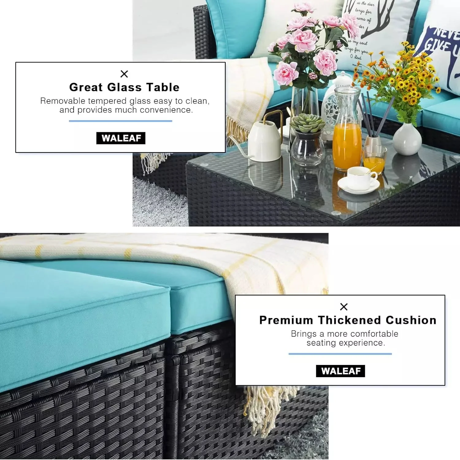 Vitesse 5 Pieces Patio Furniture Sets, Outdoor Sectional Sofa with Table PF02 - Image 27