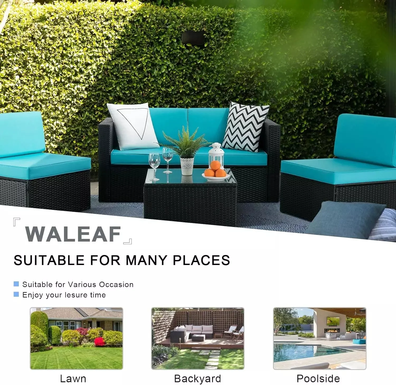 Vitesse 5 Pieces Patio Furniture Sets, Outdoor Sectional Sofa with Table PF02 - Image 29