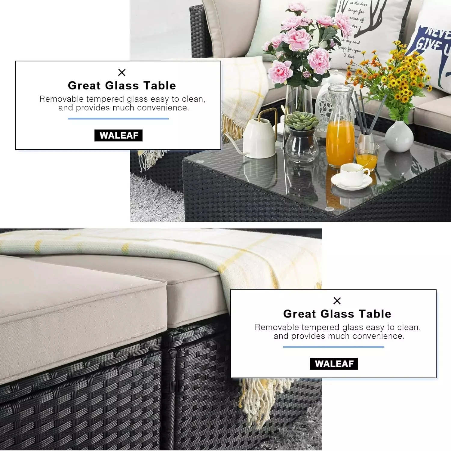 Vitesse 5 Pieces Patio Furniture Sets, Outdoor Sectional Sofa with Table PF02 - Image 32