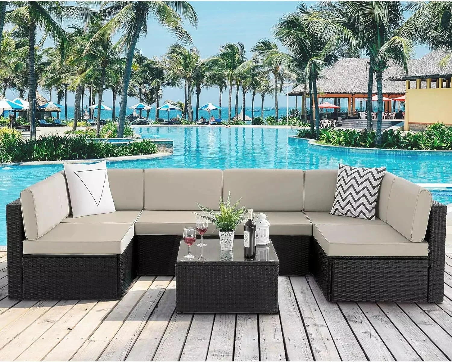 Vitesse 5 Pieces Patio Furniture Sets, Outdoor Sectional Sofa with Table PF02 - Image 34