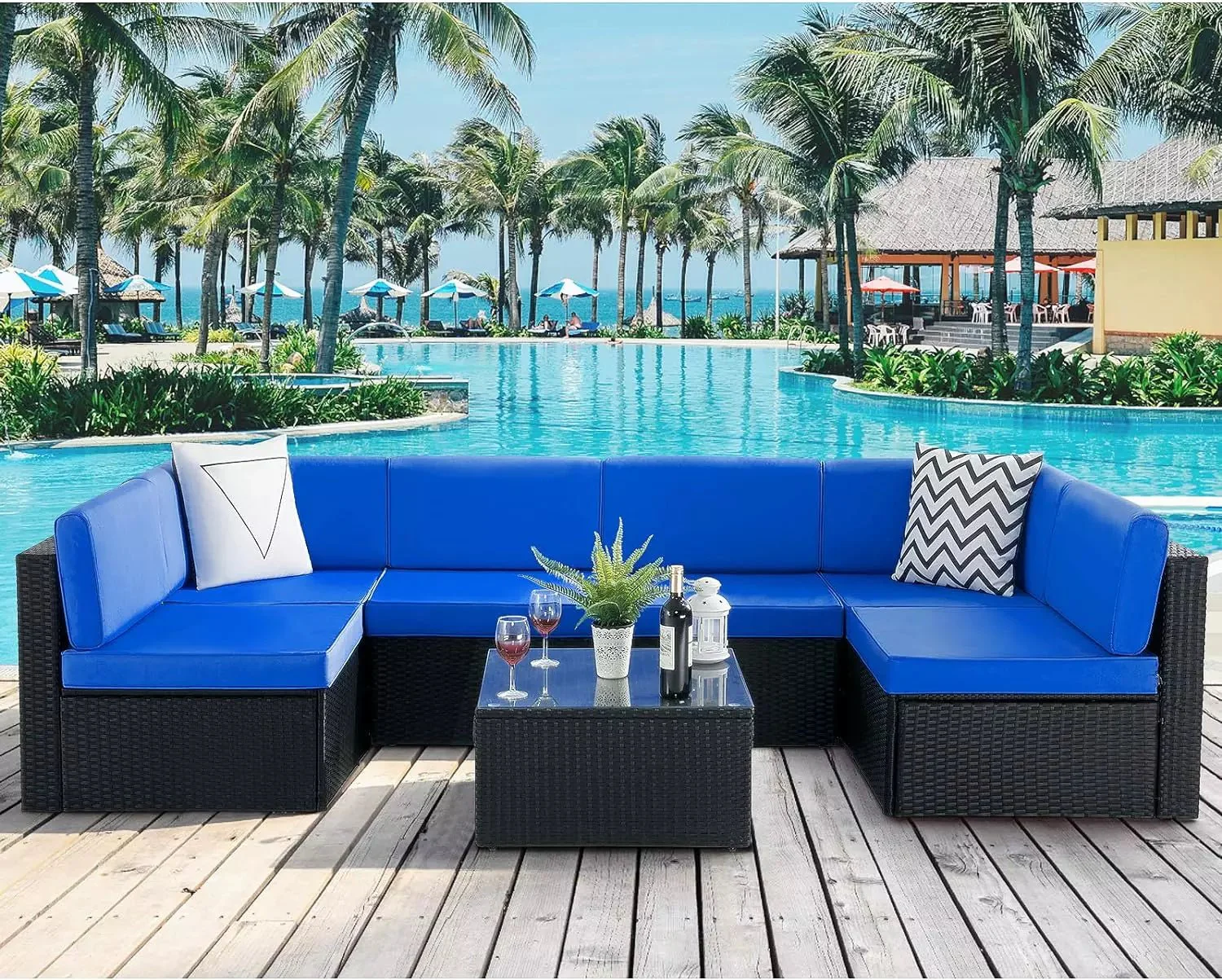 Vitesse 5 Pieces Patio Furniture Sets, Outdoor Sectional Sofa with Table PF02 - Image 42