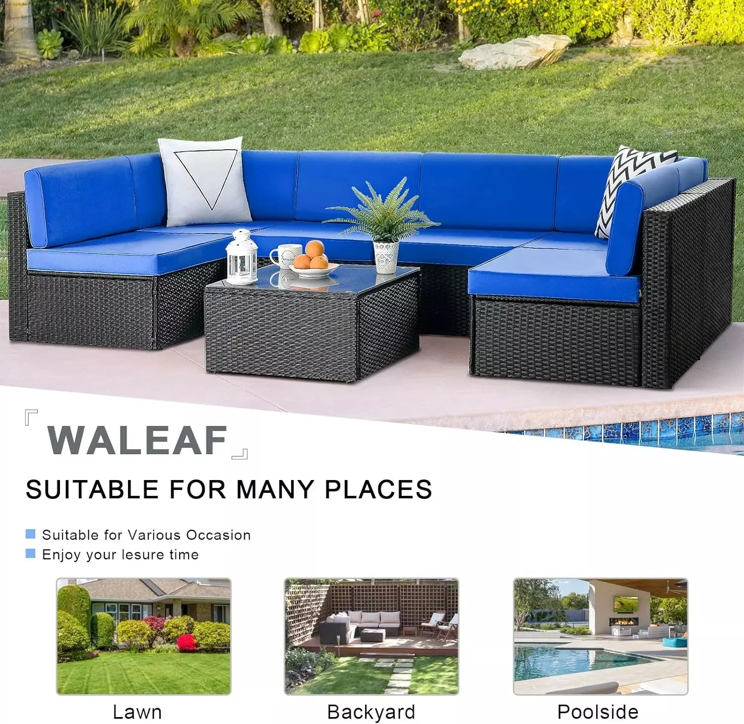 Vitesse 5 Pieces Patio Furniture Sets, Outdoor Sectional Sofa with Table PF02 - Image 43