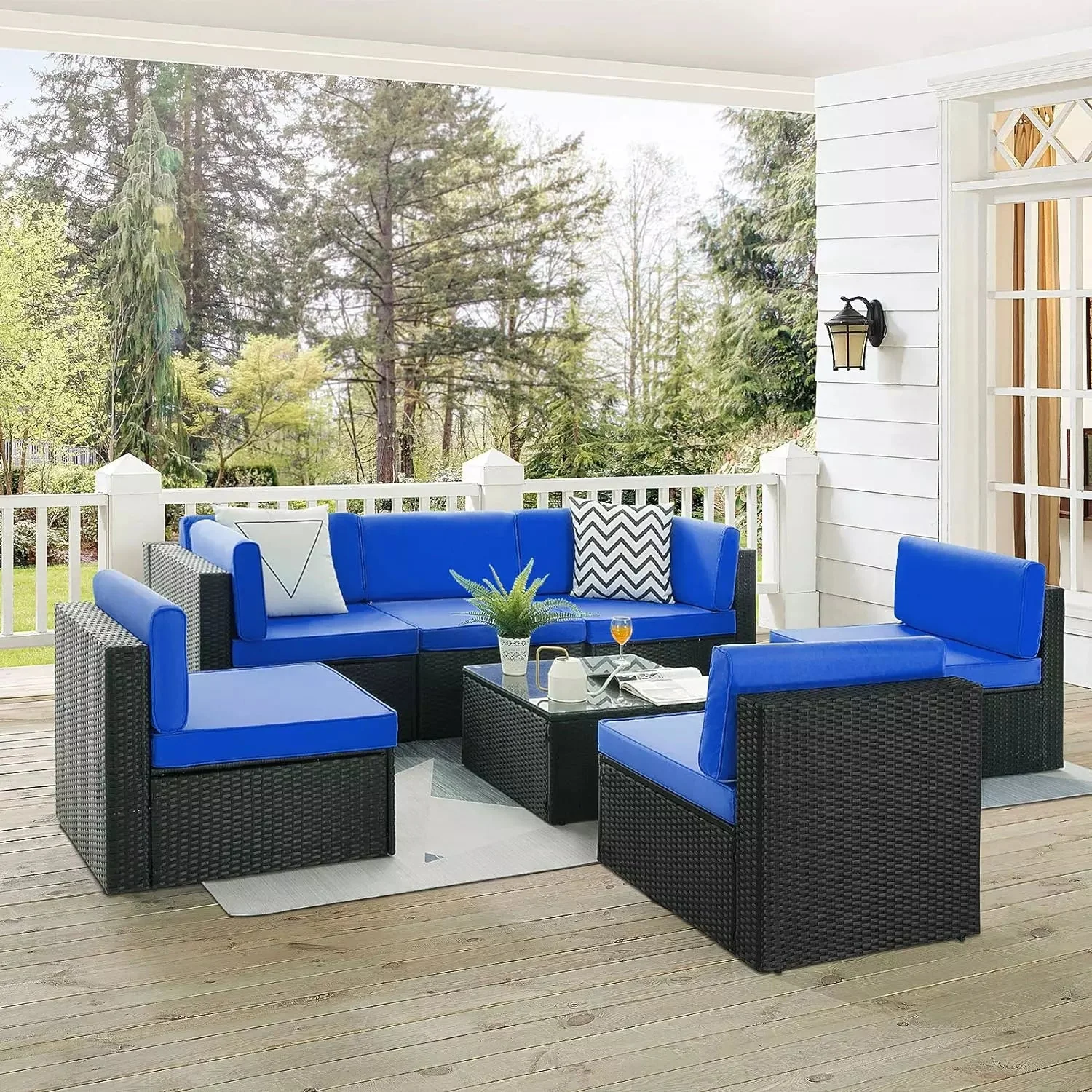 Vitesse 5 Pieces Patio Furniture Sets, Outdoor Sectional Sofa with Table PF02 - Image 44