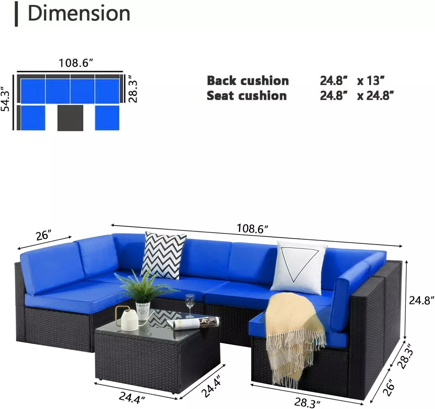Vitesse 5 Pieces Patio Furniture Sets, Outdoor Sectional Sofa with Table PF02 - Image 46