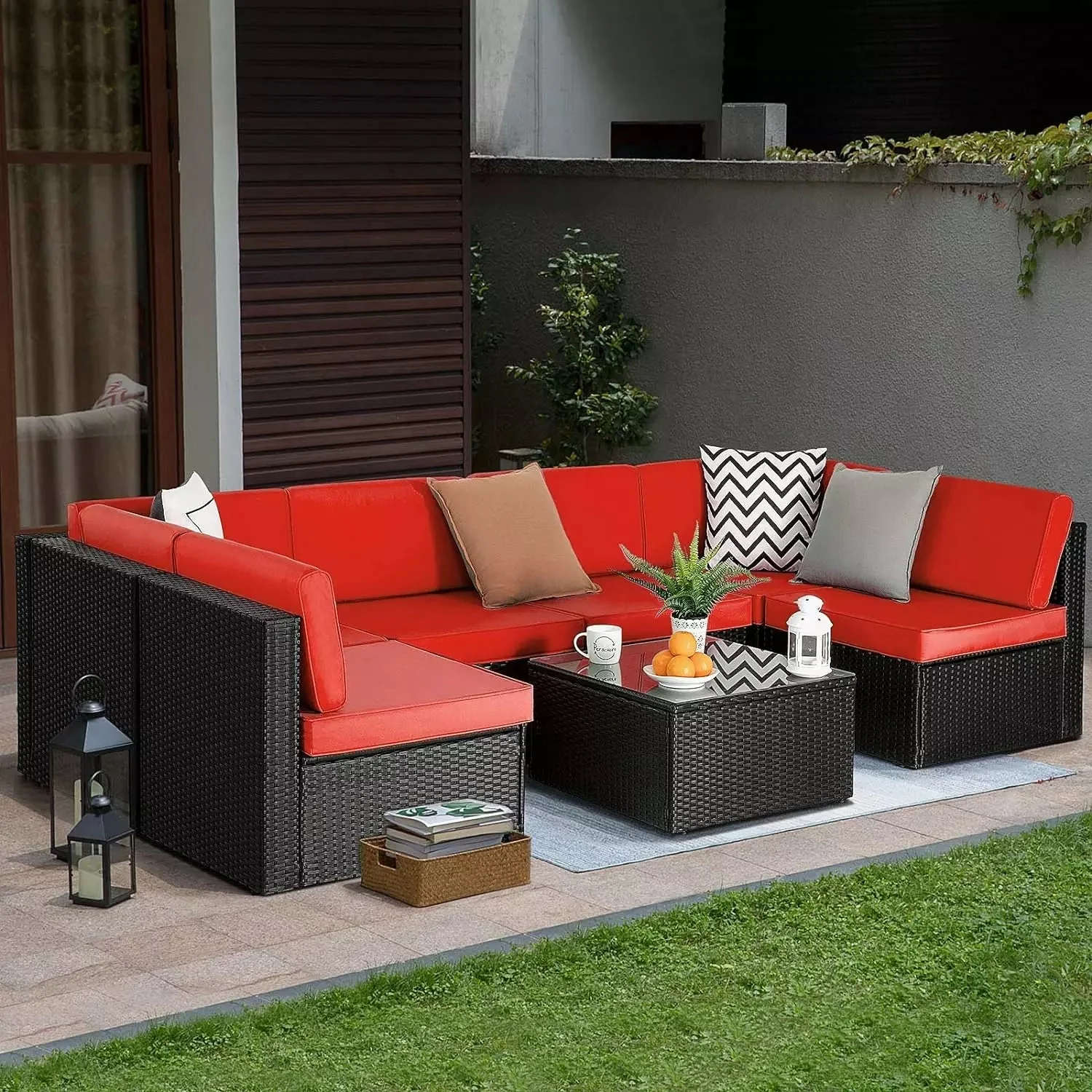 Vitesse 5 Pieces Patio Furniture Sets, Outdoor Sectional Sofa with Table PF02 - Image 47