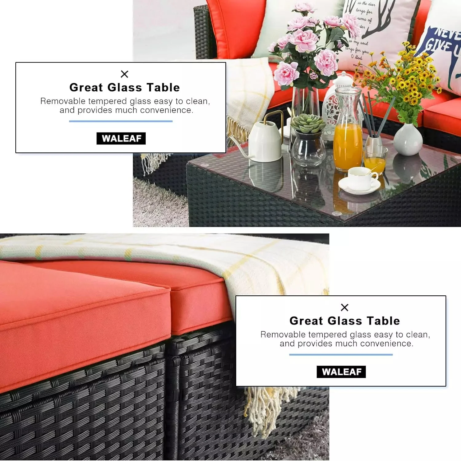 Vitesse 5 Pieces Patio Furniture Sets, Outdoor Sectional Sofa with Table PF02 - Image 48