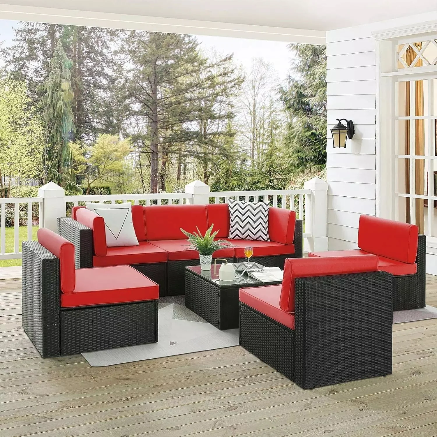 Vitesse 5 Pieces Patio Furniture Sets, Outdoor Sectional Sofa with Table PF02 - Image 52