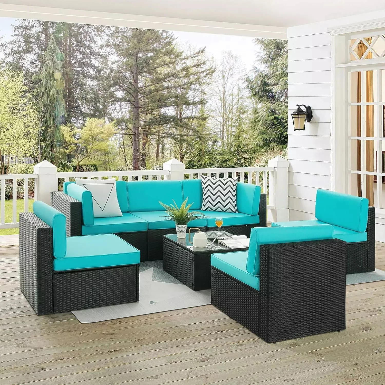 Vitesse 5 Pieces Patio Furniture Sets, Outdoor Sectional Sofa with Table PF02 - Image 60