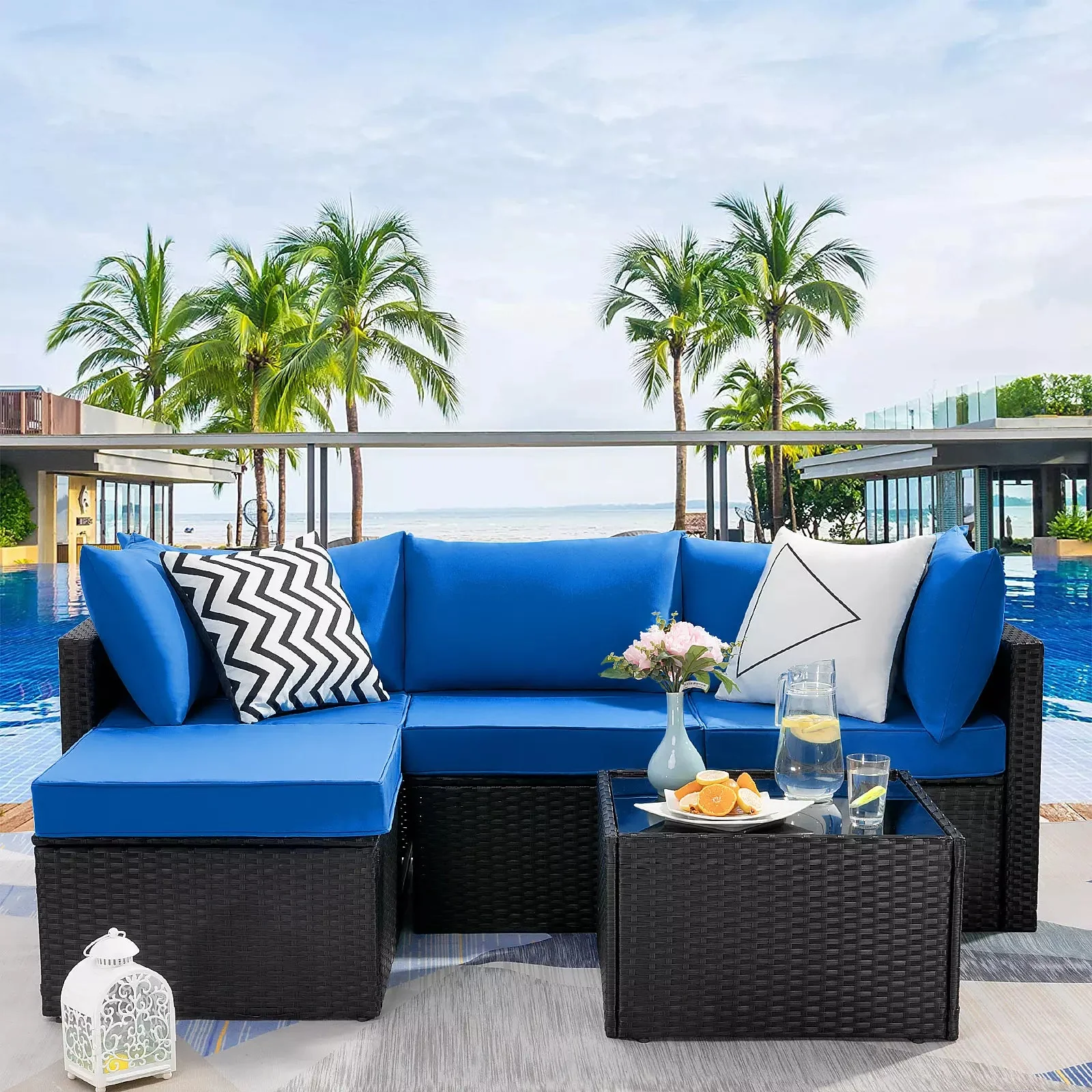 Vitesse 5 Pieces L Shaped Modular Patio Furniture Sets with Ottoman PF01 - Image 16