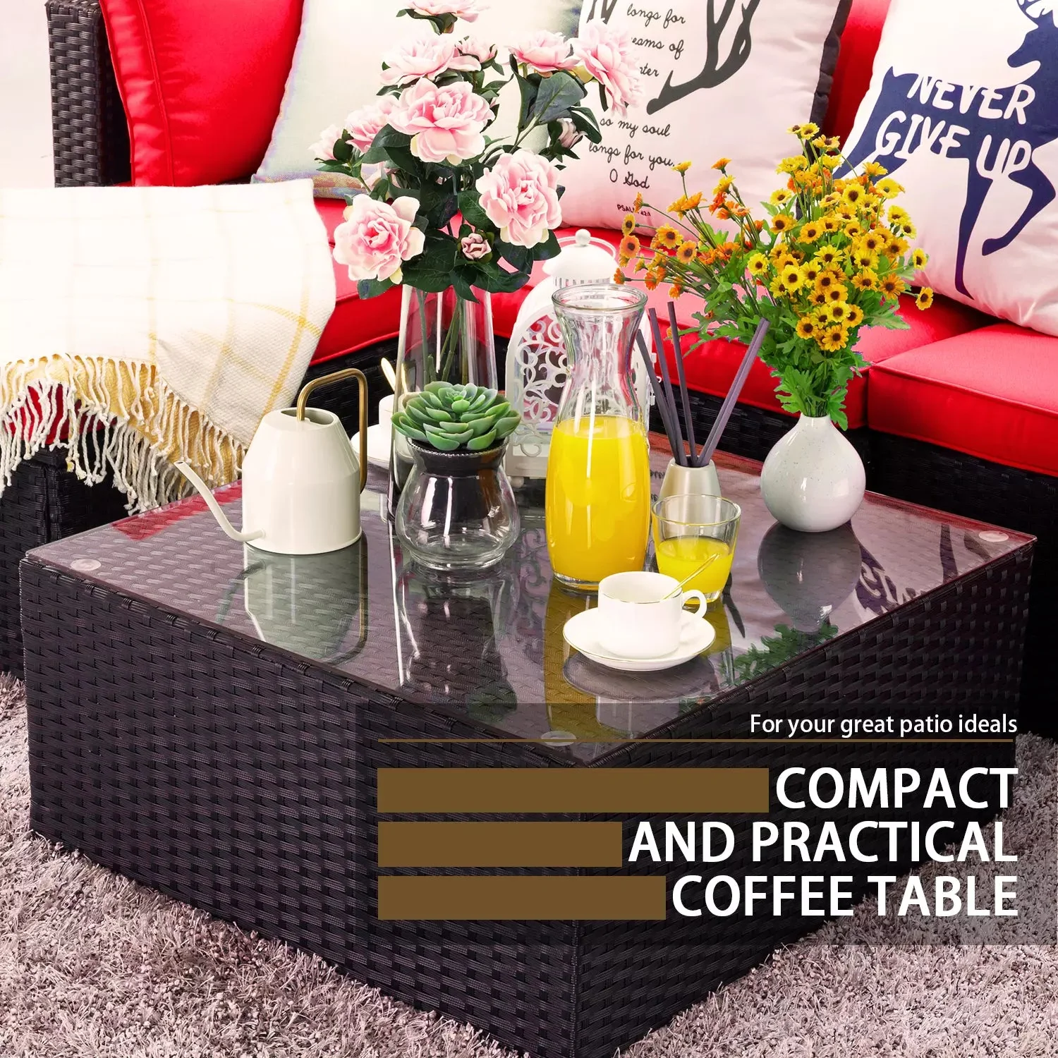 Vitesse 5 Pieces L Shaped Modular Patio Furniture Sets with Ottoman PF01 - Image 22