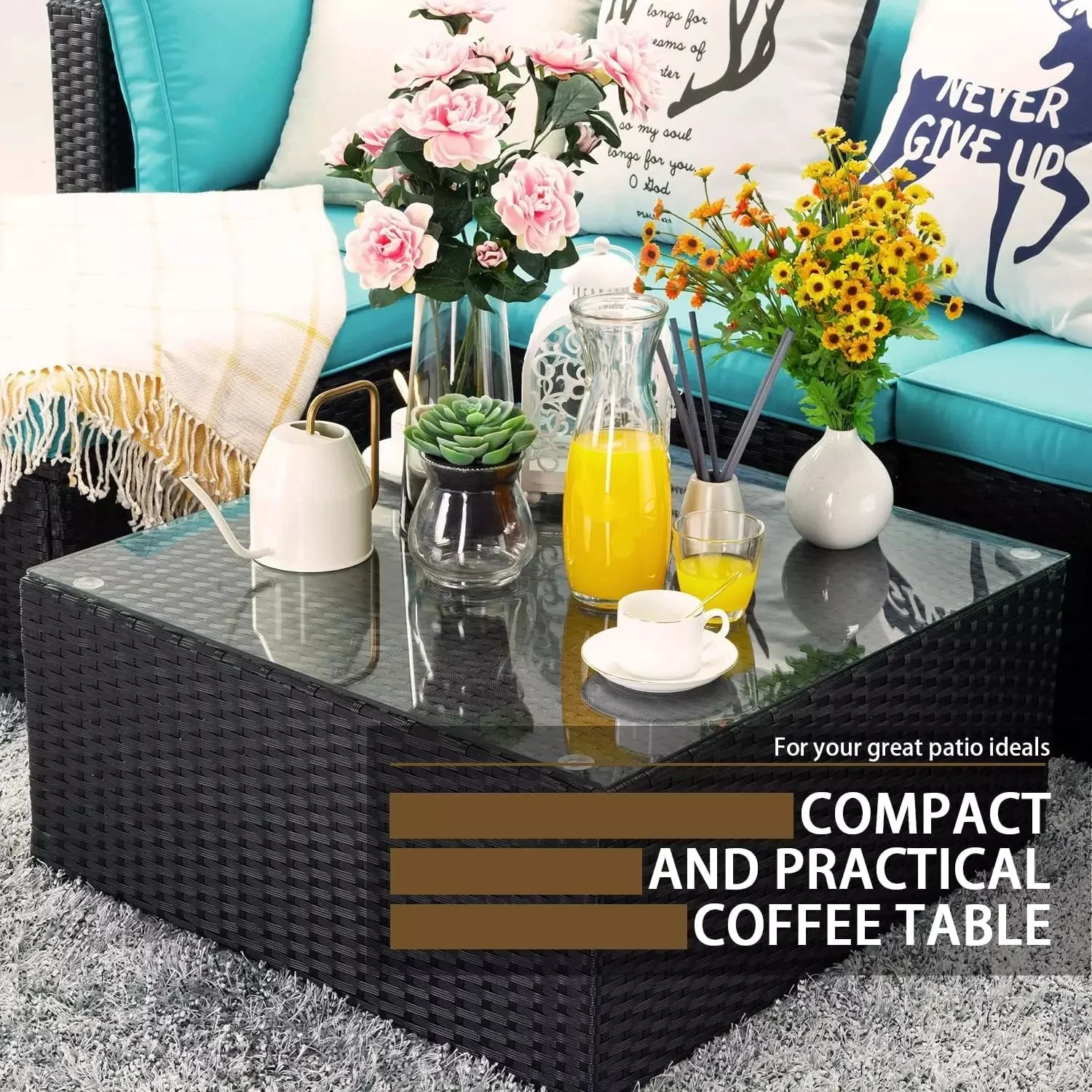 Vitesse 5 Pieces L Shaped Modular Patio Furniture Sets with Ottoman PF01 - Image 31