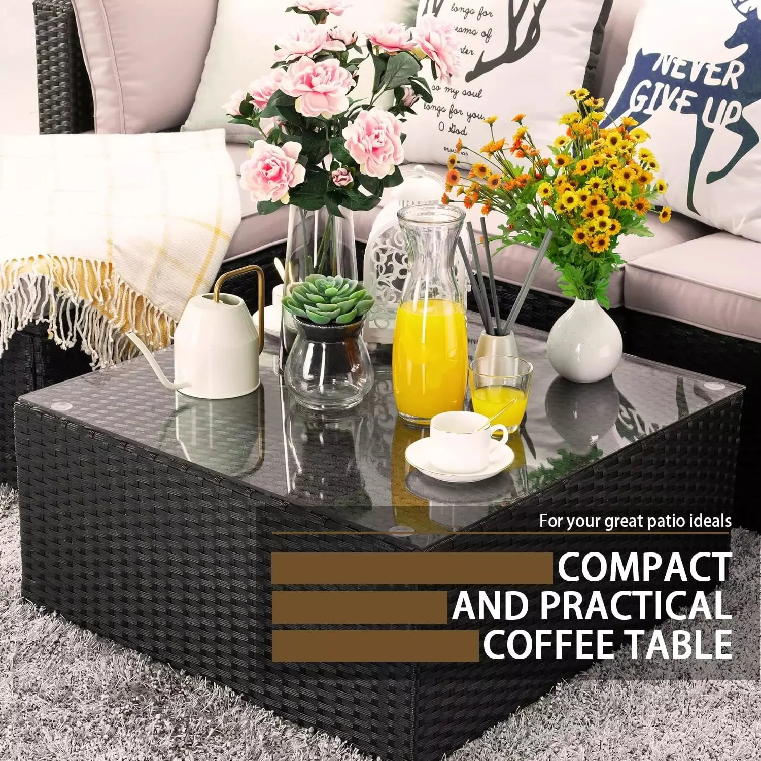 Vitesse 5 Pieces L Shaped Modular Patio Furniture Sets with Ottoman PF01 - Image 5