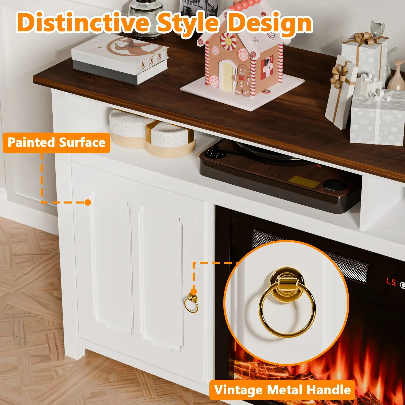 Vitesse 58" Fireplace TV Stand for TVs up to 65", Entertainment Center with 23" Electric Fireplace - Image 10