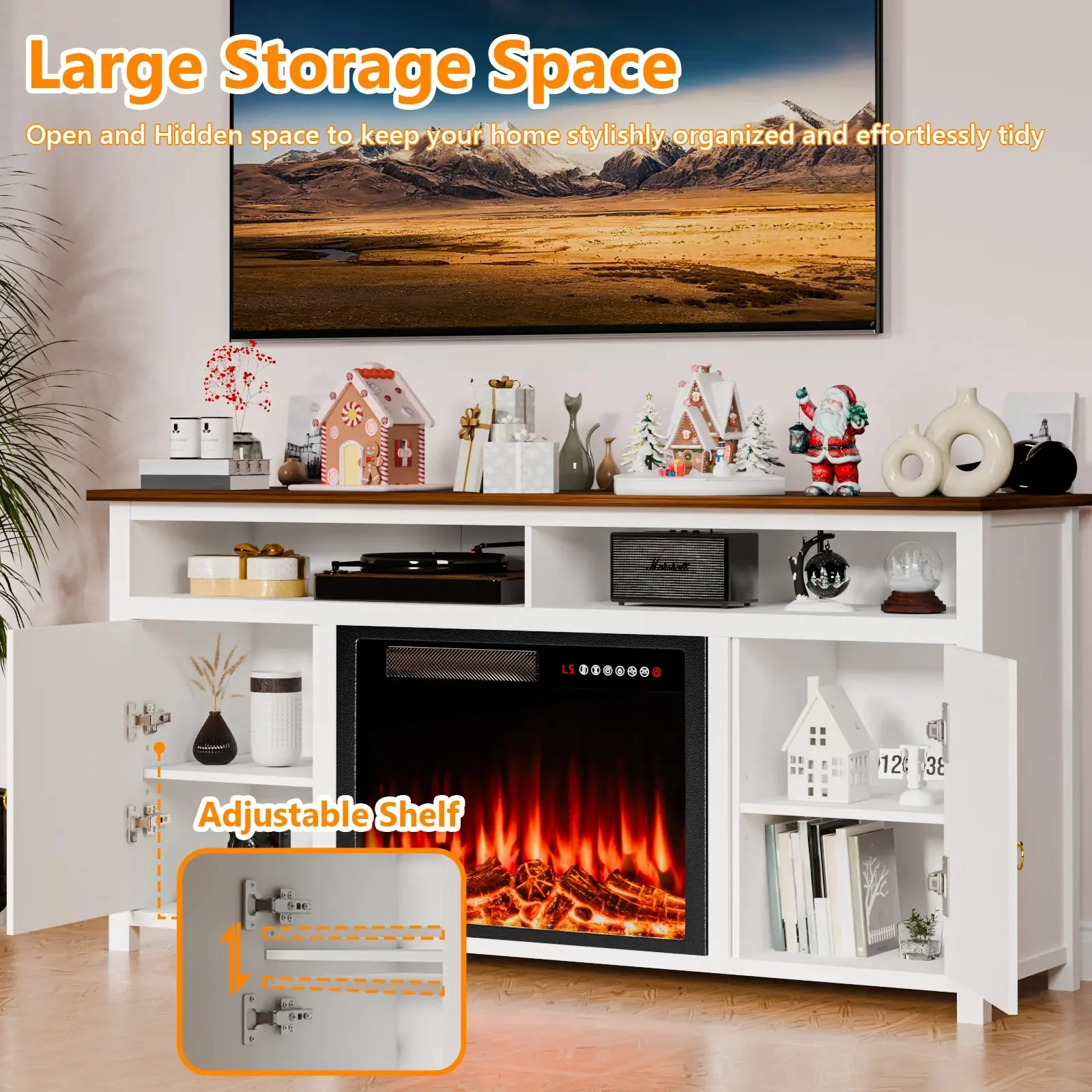 Vitesse 58" Fireplace TV Stand for TVs up to 65", Entertainment Center with 23" Electric Fireplace - Image 11