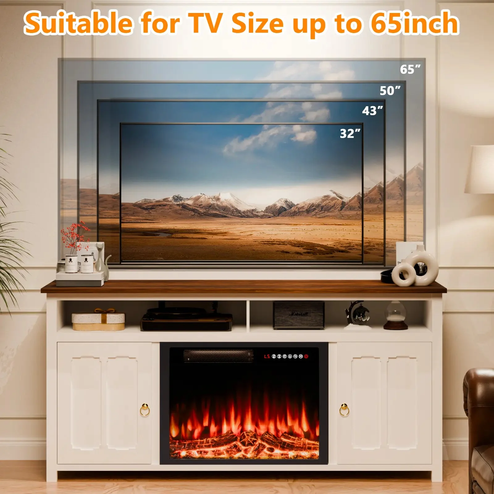 Vitesse 58" Fireplace TV Stand for TVs up to 65", Entertainment Center with 23" Electric Fireplace - Image 12