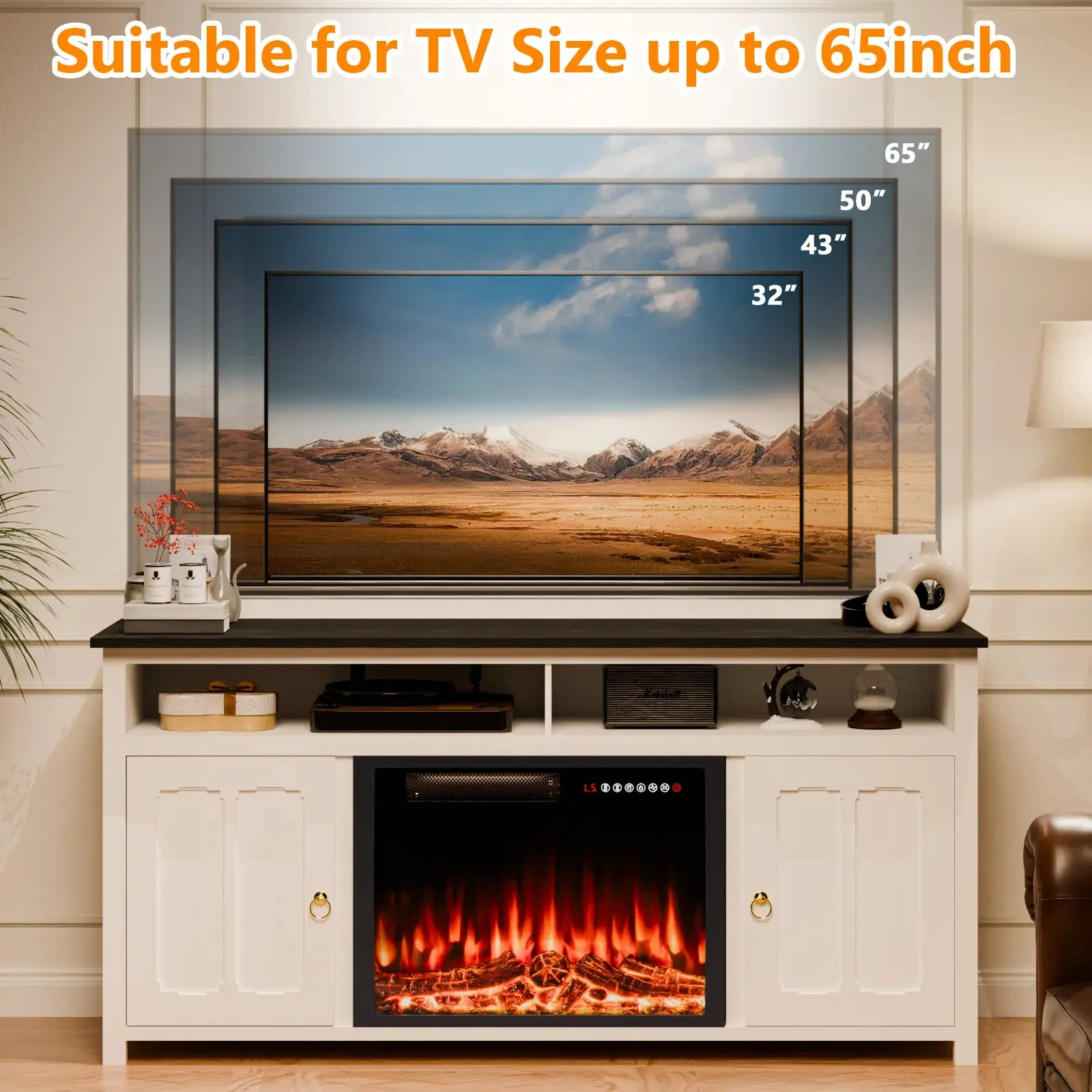 Vitesse 58" Fireplace TV Stand for TVs up to 65", Entertainment Center with 23" Electric Fireplace - Image 6