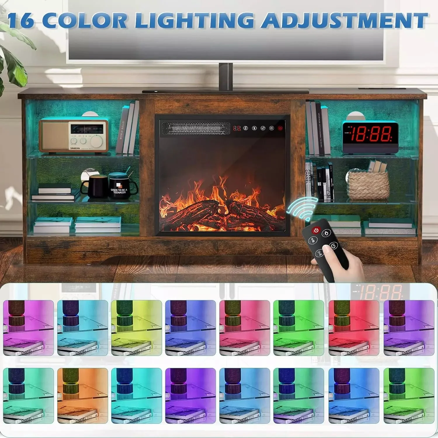 Bossin 58 Inches Fireplace TV Stand with 18''Fireplace - Image 12