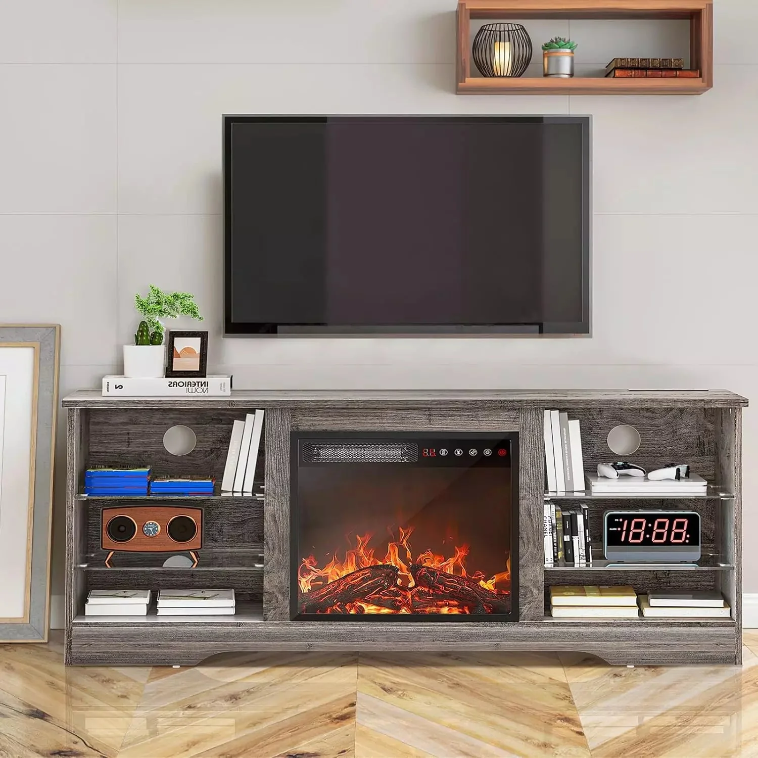 Bossin 58 Inches Fireplace TV Stand with 18''Fireplace - Image 16