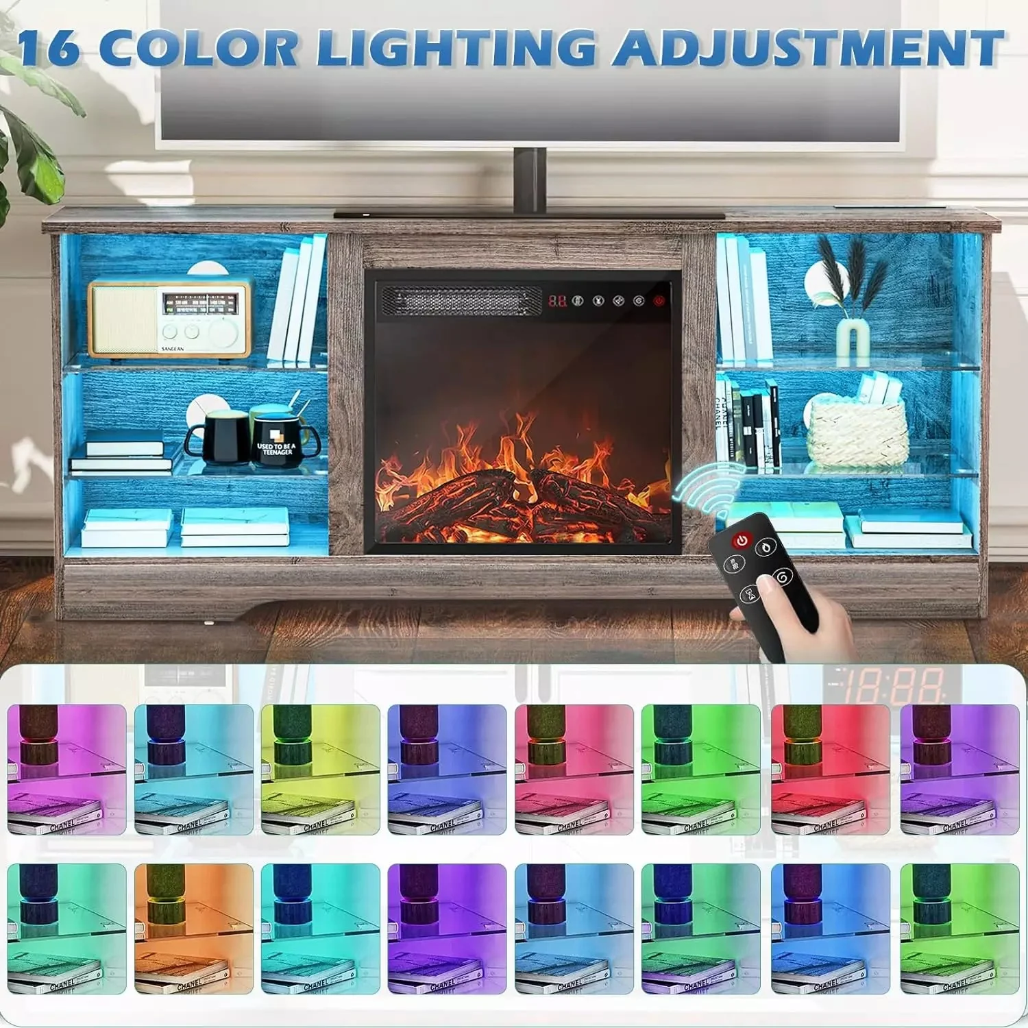 Bossin 58 Inches Fireplace TV Stand with 18''Fireplace - Image 19