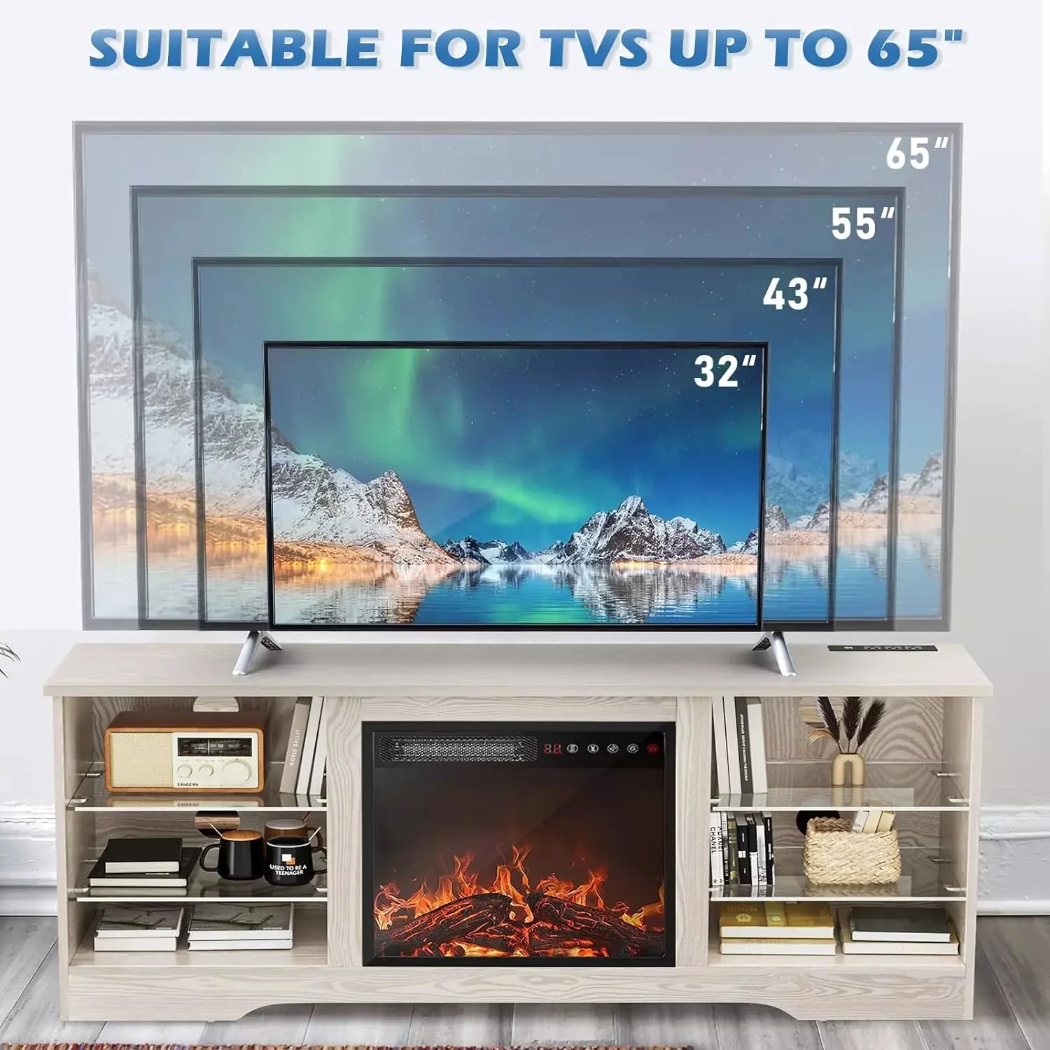 Bossin 58 Inches Fireplace TV Stand with 18''Fireplace - Image 3