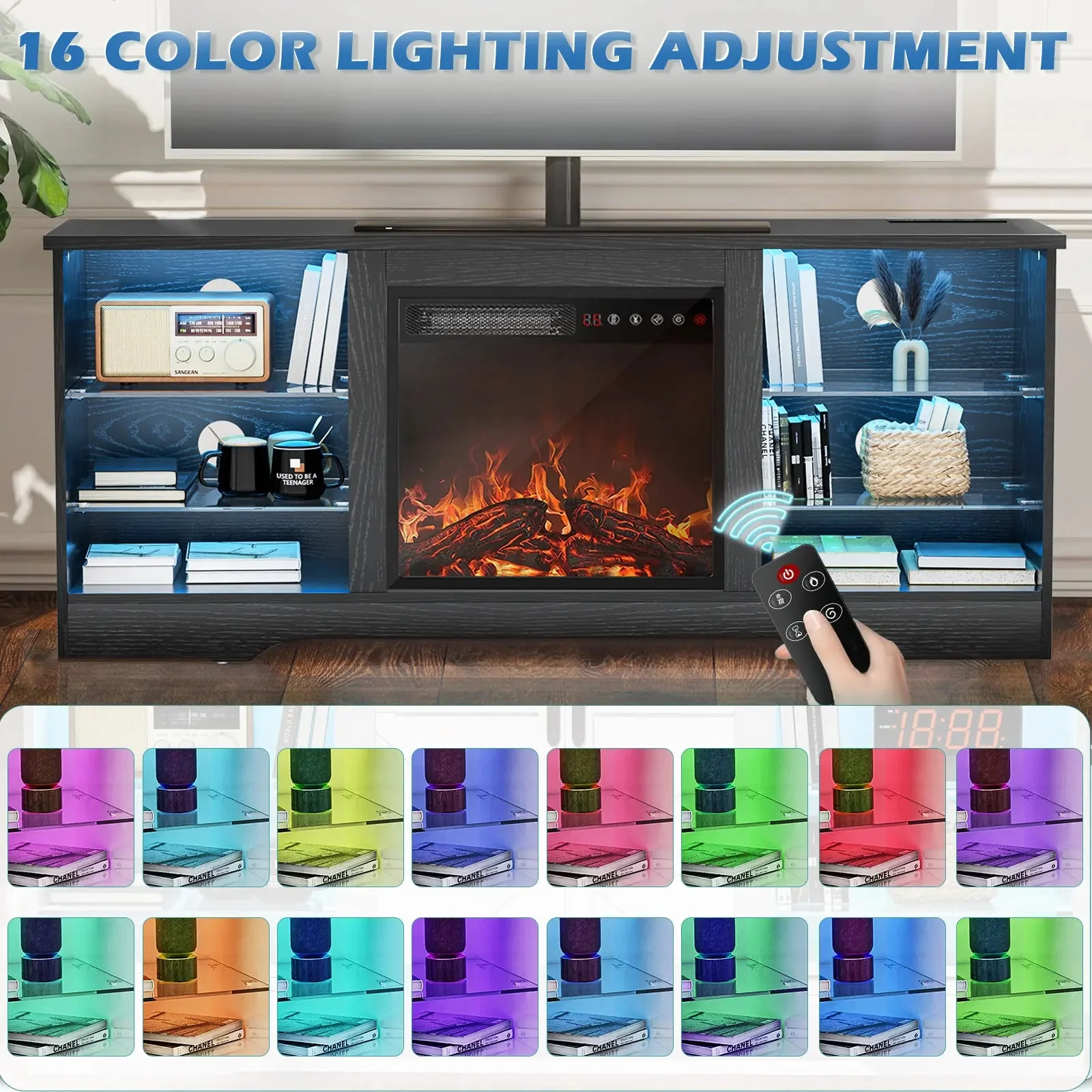 Bossin 58 Inches Fireplace TV Stand with 18''Fireplace - Image 32