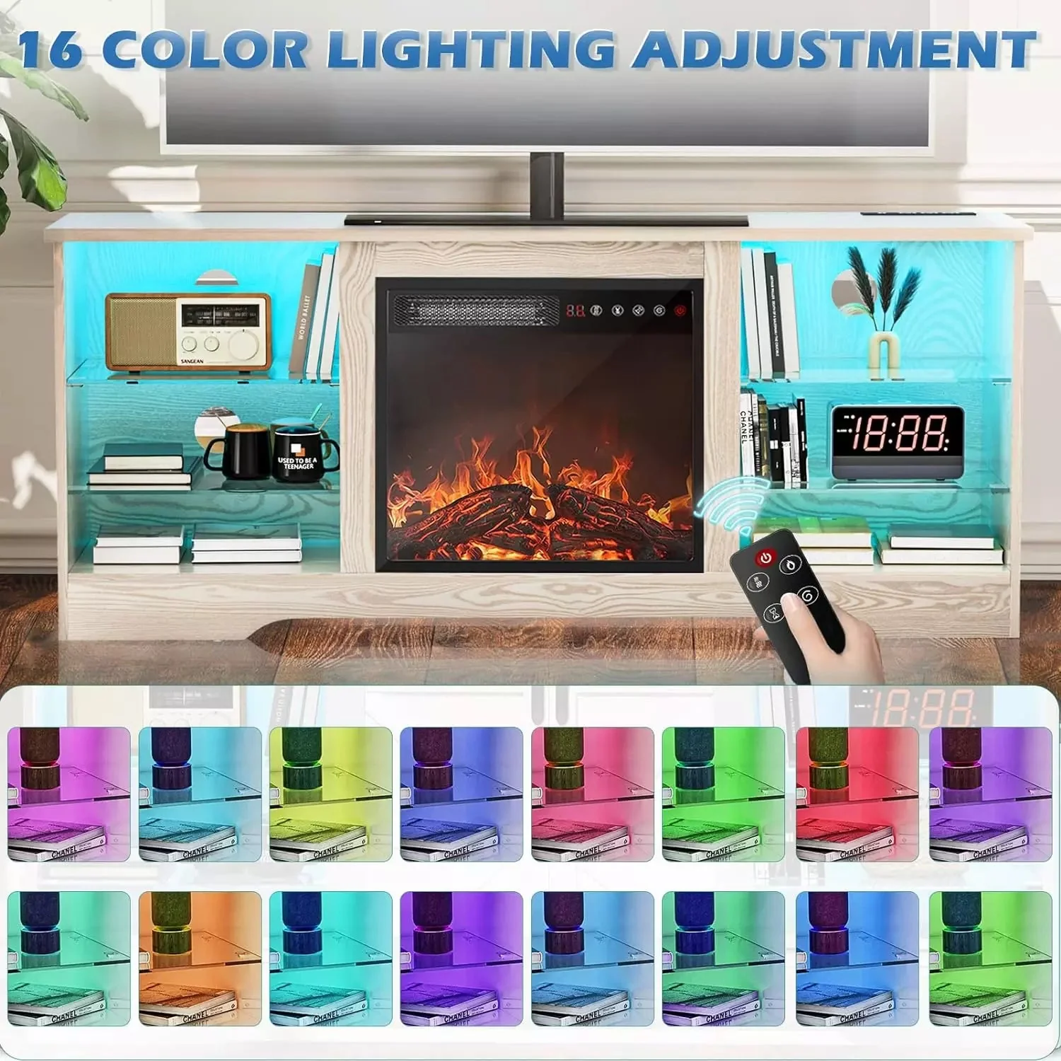 Bossin 58 Inches Fireplace TV Stand with 18''Fireplace - Image 5