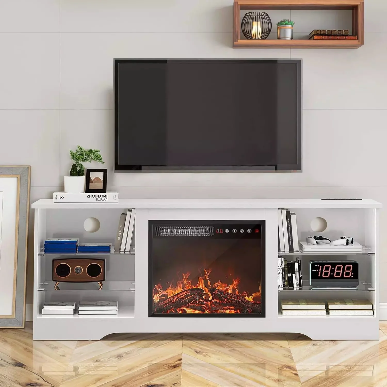Vitesse 58 Inches Fireplace TV Stand for TVs up to 65 Inches Console with 18'' Electric Fireplace - Image 23