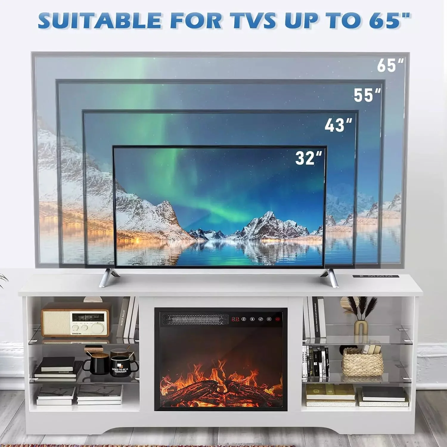 Vitesse 58 Inches Fireplace TV Stand for TVs up to 65 Inches Console with 18'' Electric Fireplace - Image 24