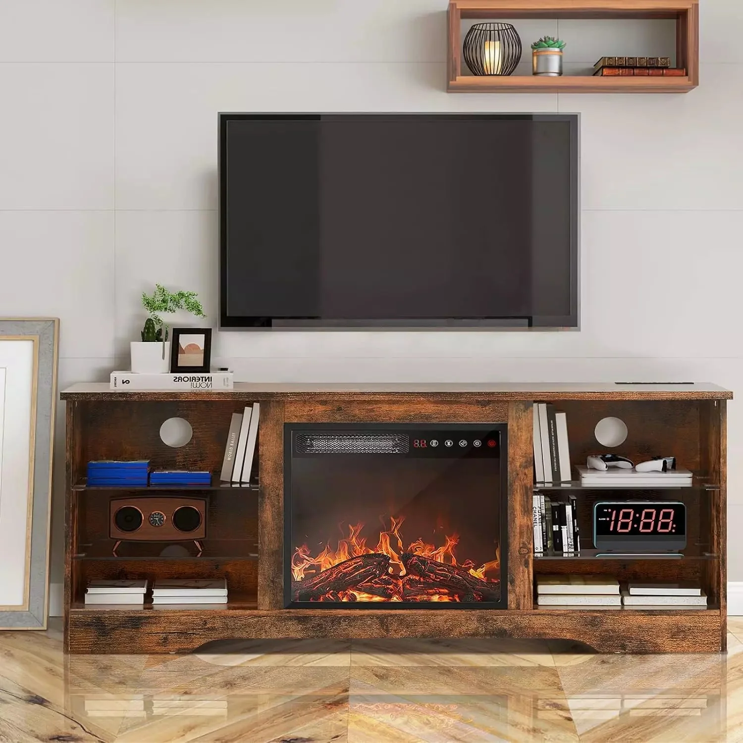 Vitesse 58 Inches Fireplace TV Stand for TVs up to 65 Inches Console with 18'' Electric Fireplace - Image 9
