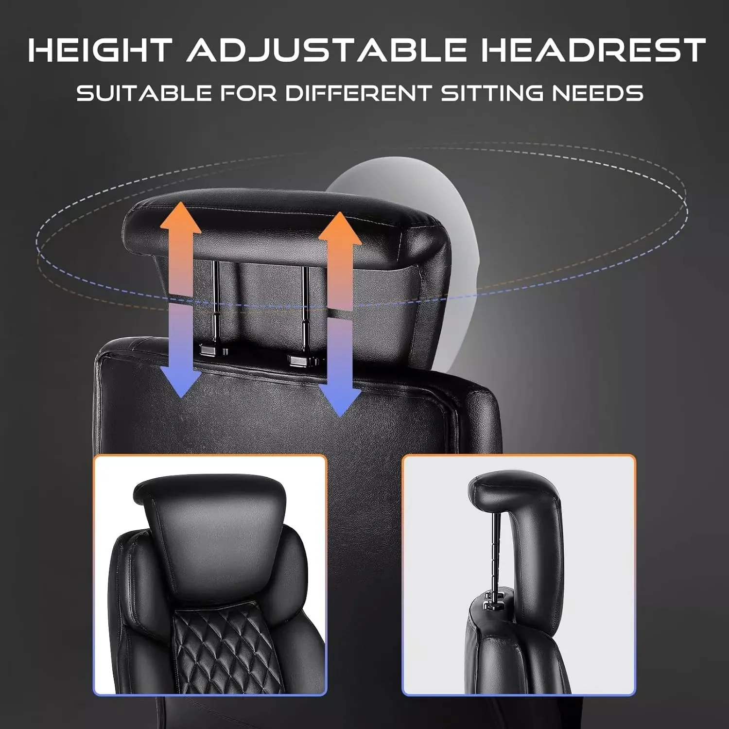 VITESSE 600lbs Big and Tall Office Chair with Foot Rest and Lifting Headrest,Large Heavy Duty Chair with Adjustable Lumber Support,Executive Office Chair,Leather Chair for Heavy People - Image 6