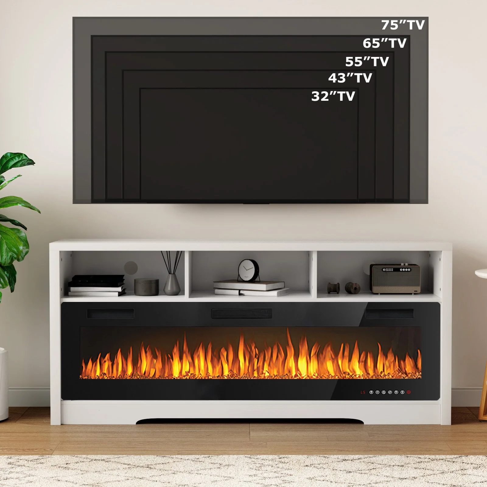 Vitesse 65 inches Fireplace TV Stand for TVs Up to 75" TV with 60" Electric Fireplace - Image 17