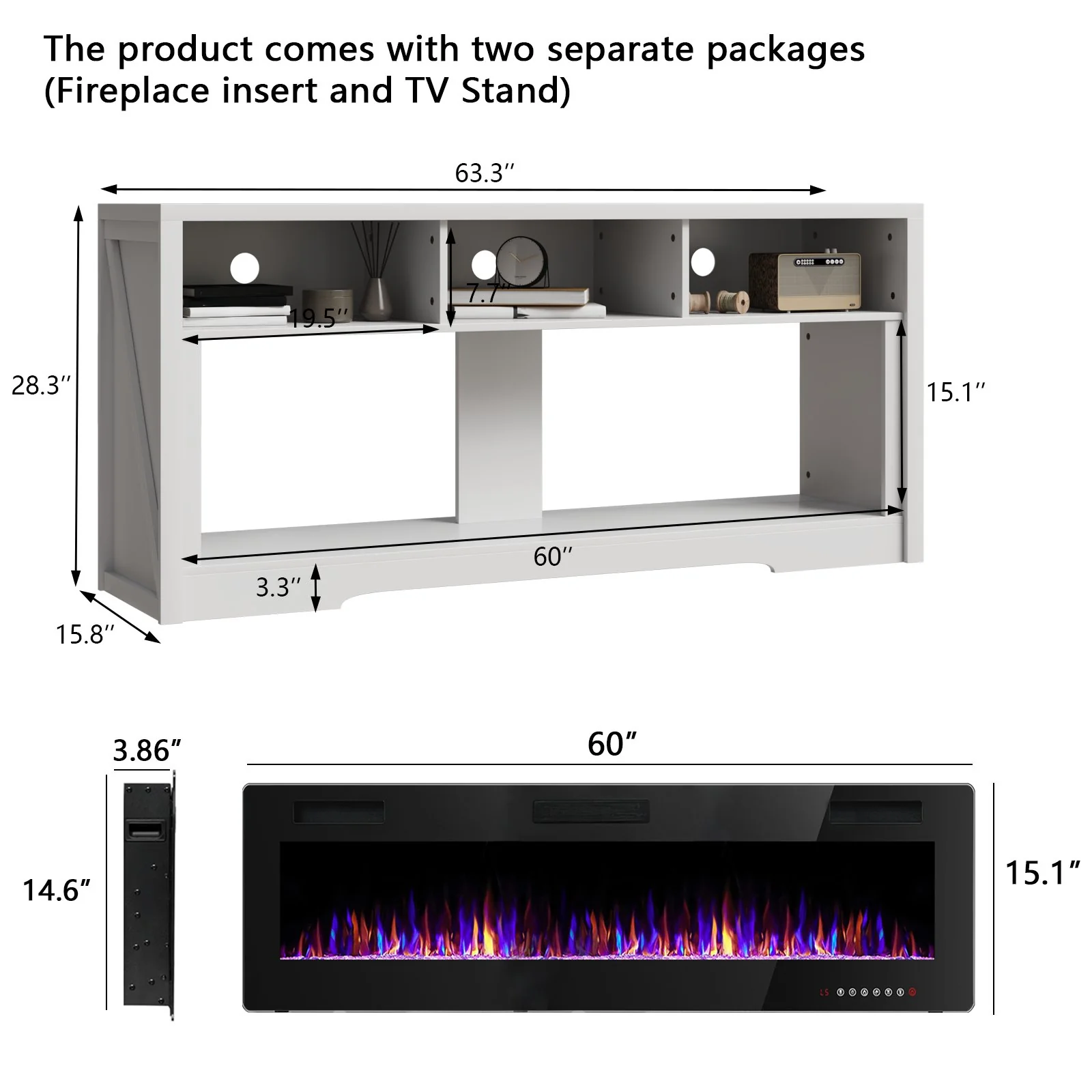 Vitesse 65 inches Fireplace TV Stand for TVs Up to 75" TV with 60" Electric Fireplace - Image 20