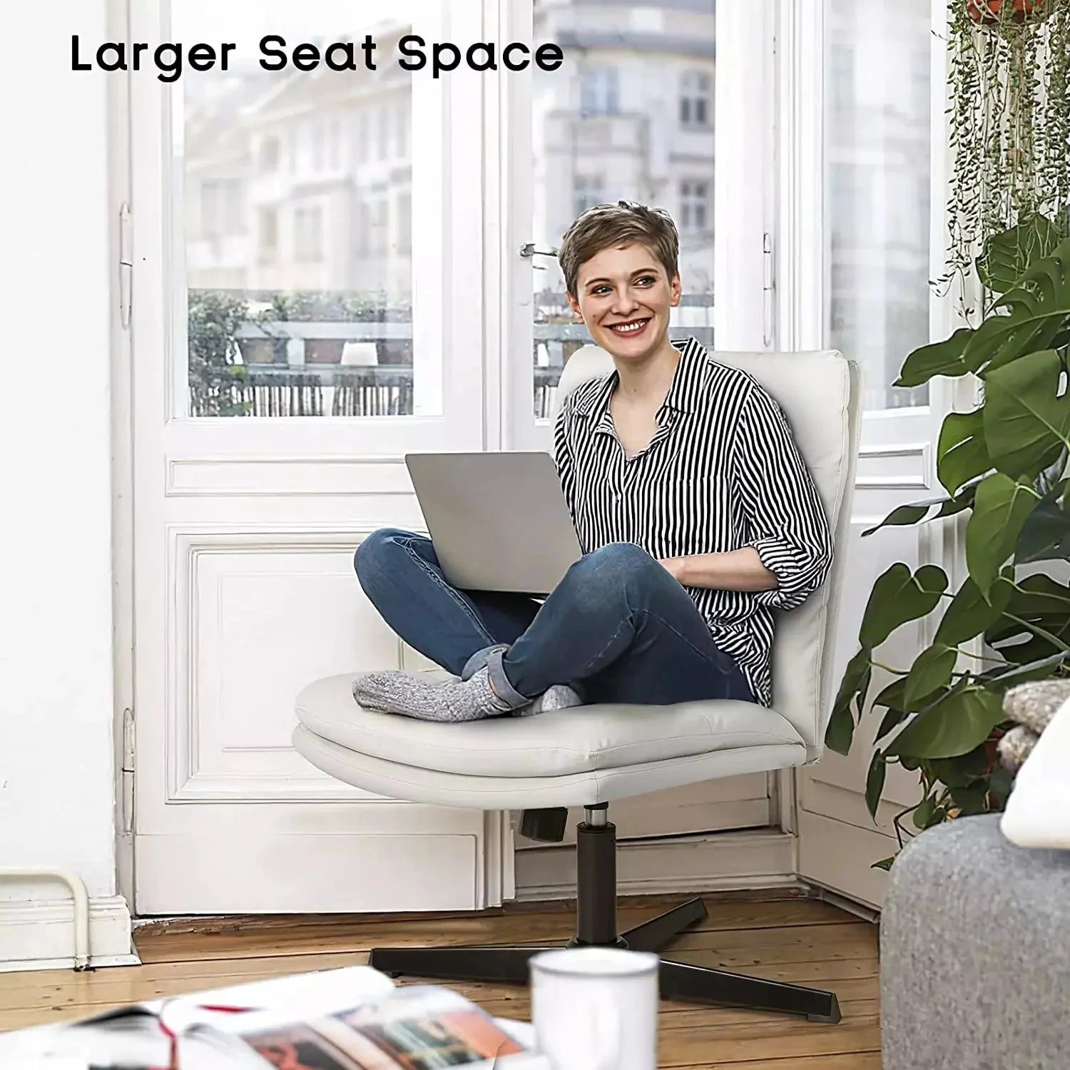 Vitesse Armless Pu Leather High Back Wide Seat Office Desk Chair - Image 16