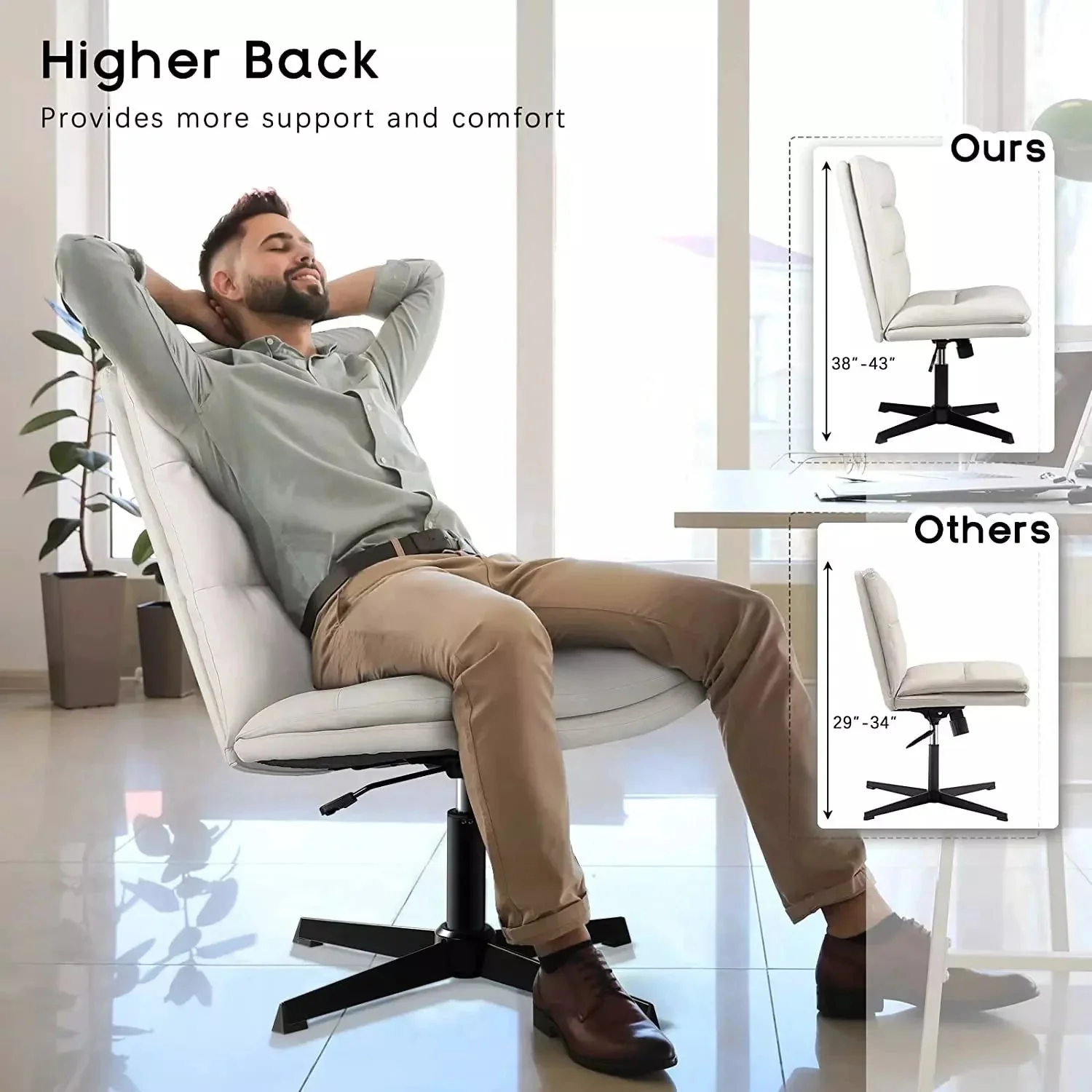 Vitesse Armless Pu Leather High Back Wide Seat Office Desk Chair - Image 19