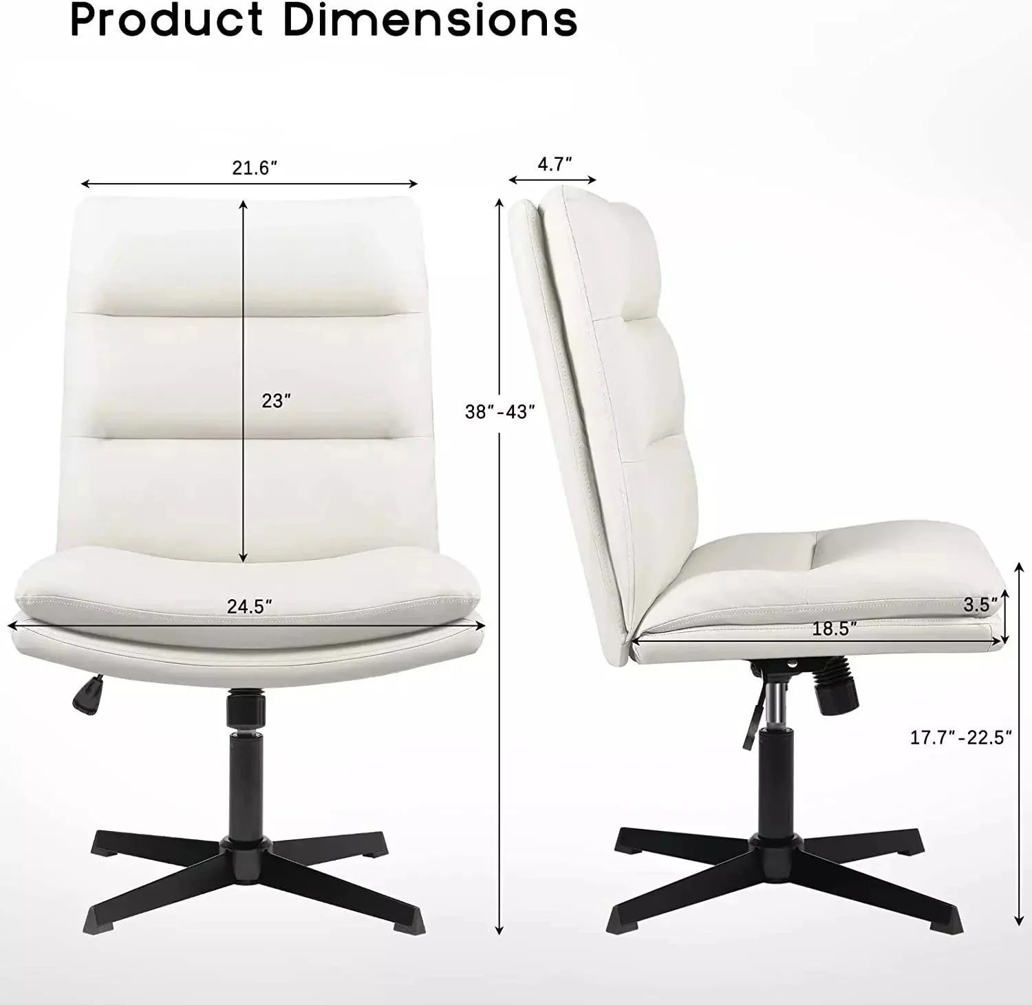 Vitesse Armless Pu Leather High Back Wide Seat Office Desk Chair - Image 21