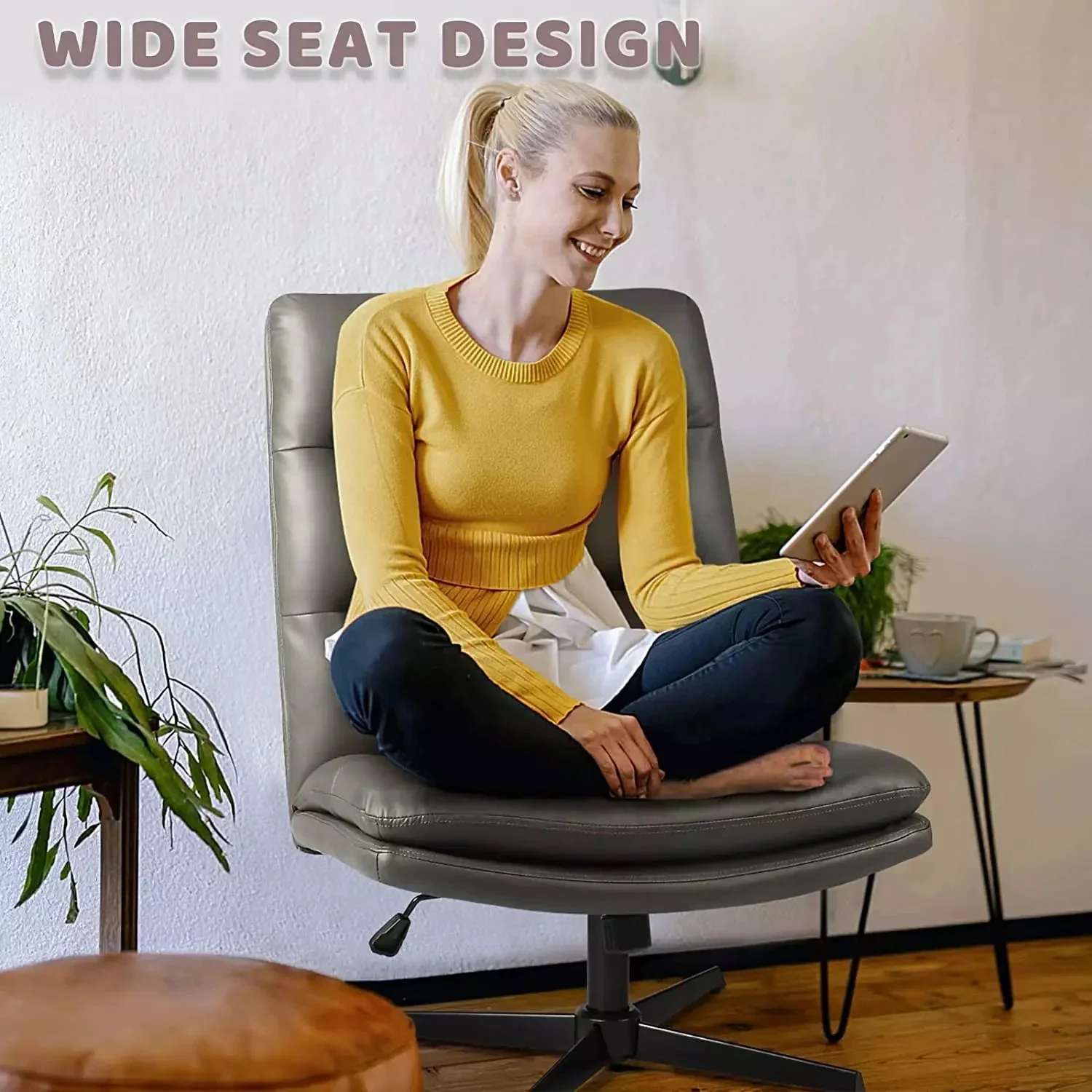 Vitesse Armless Pu Leather High Back Wide Seat Office Desk Chair - Image 23
